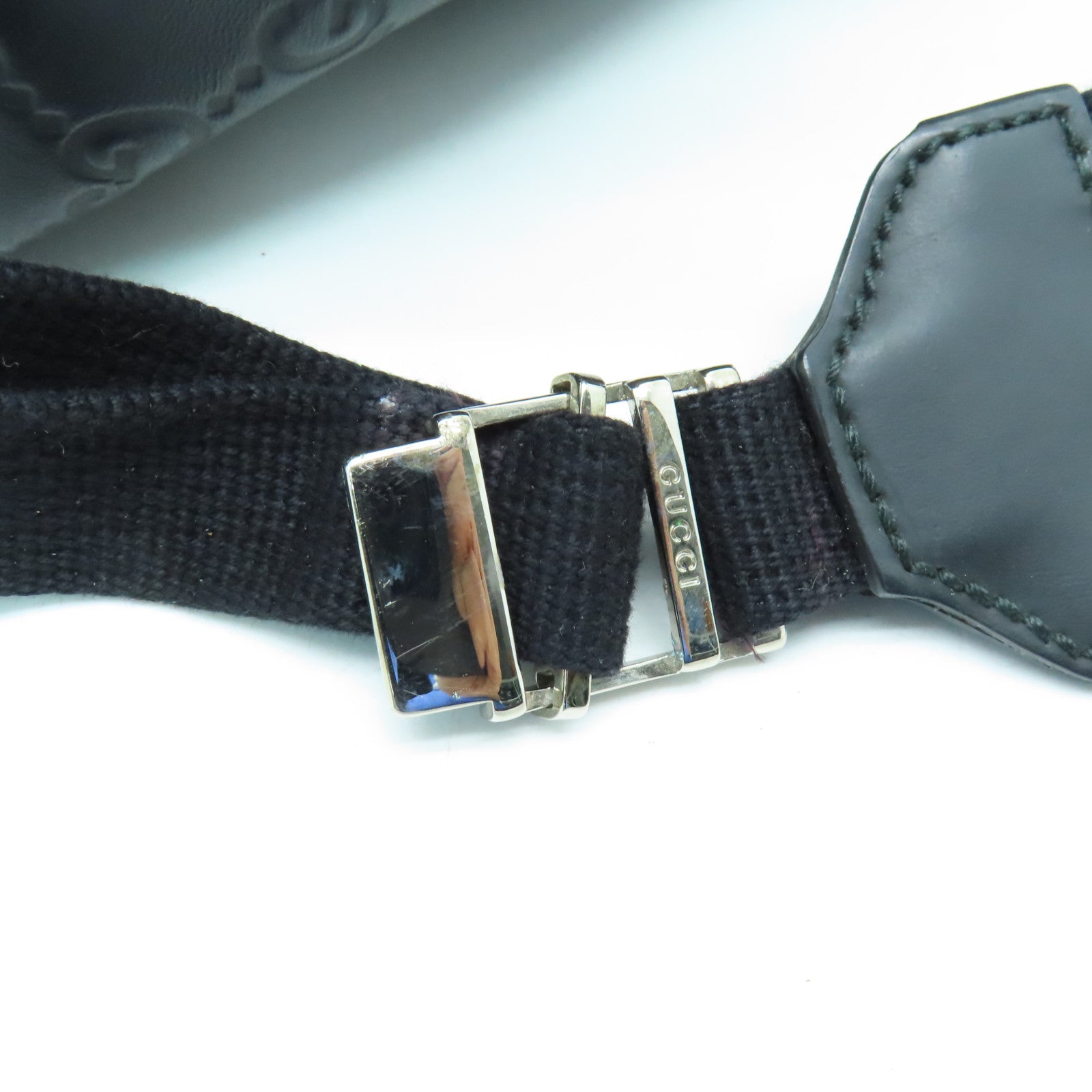 GUCCI Cowhide Leather Backpack Silver Buckle Backpack Black