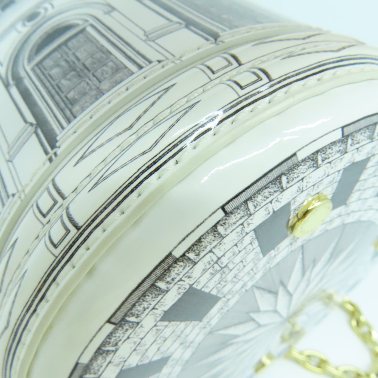 LOUIS VUITTON 塗層皮革Fornasetti Cannes金扣鏈帶肩背袋白色