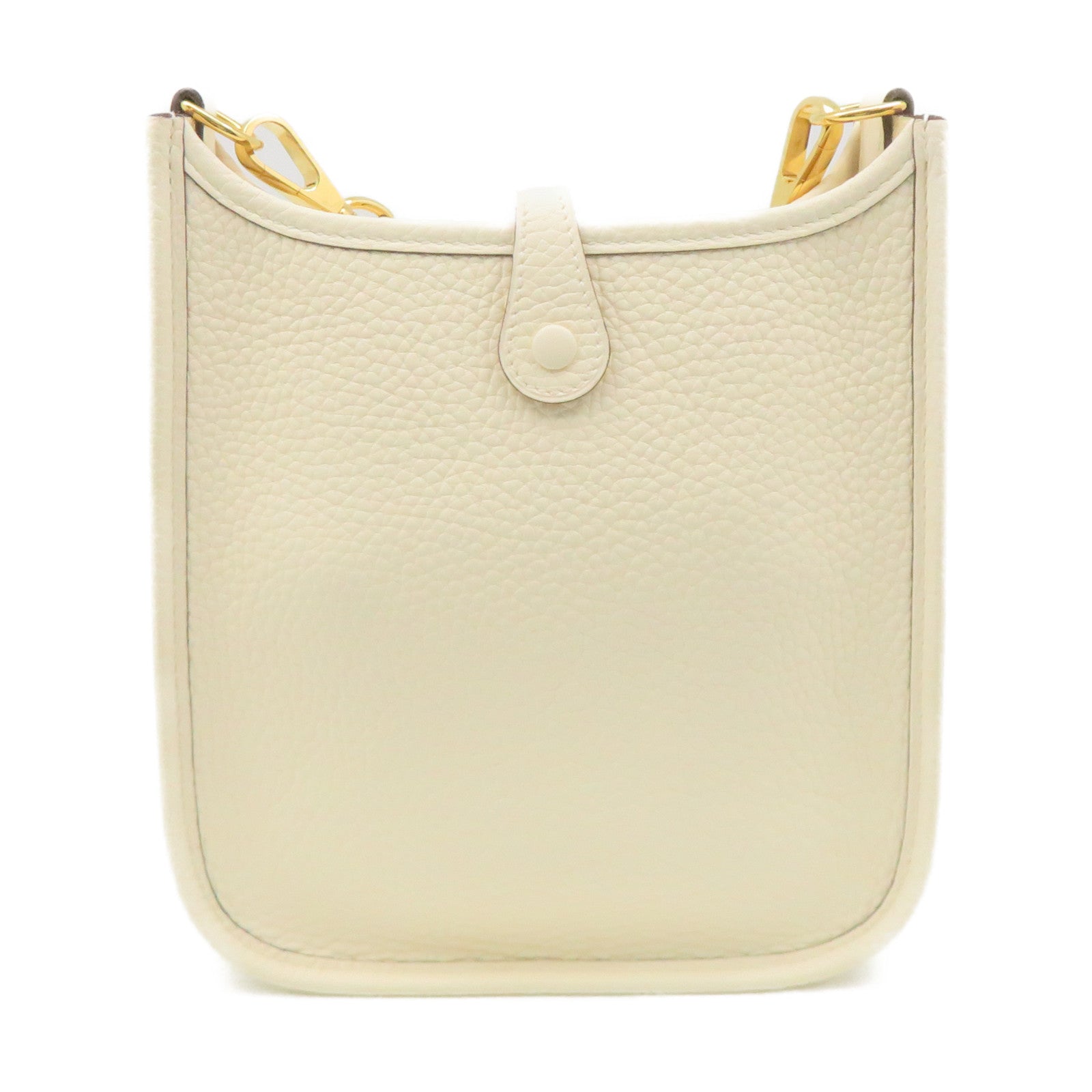 HERMES Clemence皮革Evelyne TPM Shoulder Bag金扣肩背袋Nata米白色