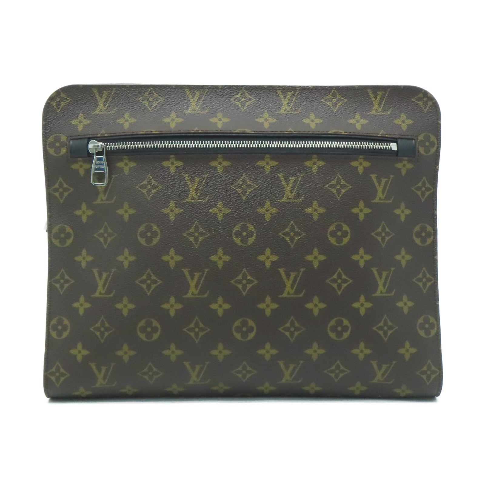 LOUIS VUITTON Monogram Macassar Portfolio Business Bag銀扣手拿包啡色