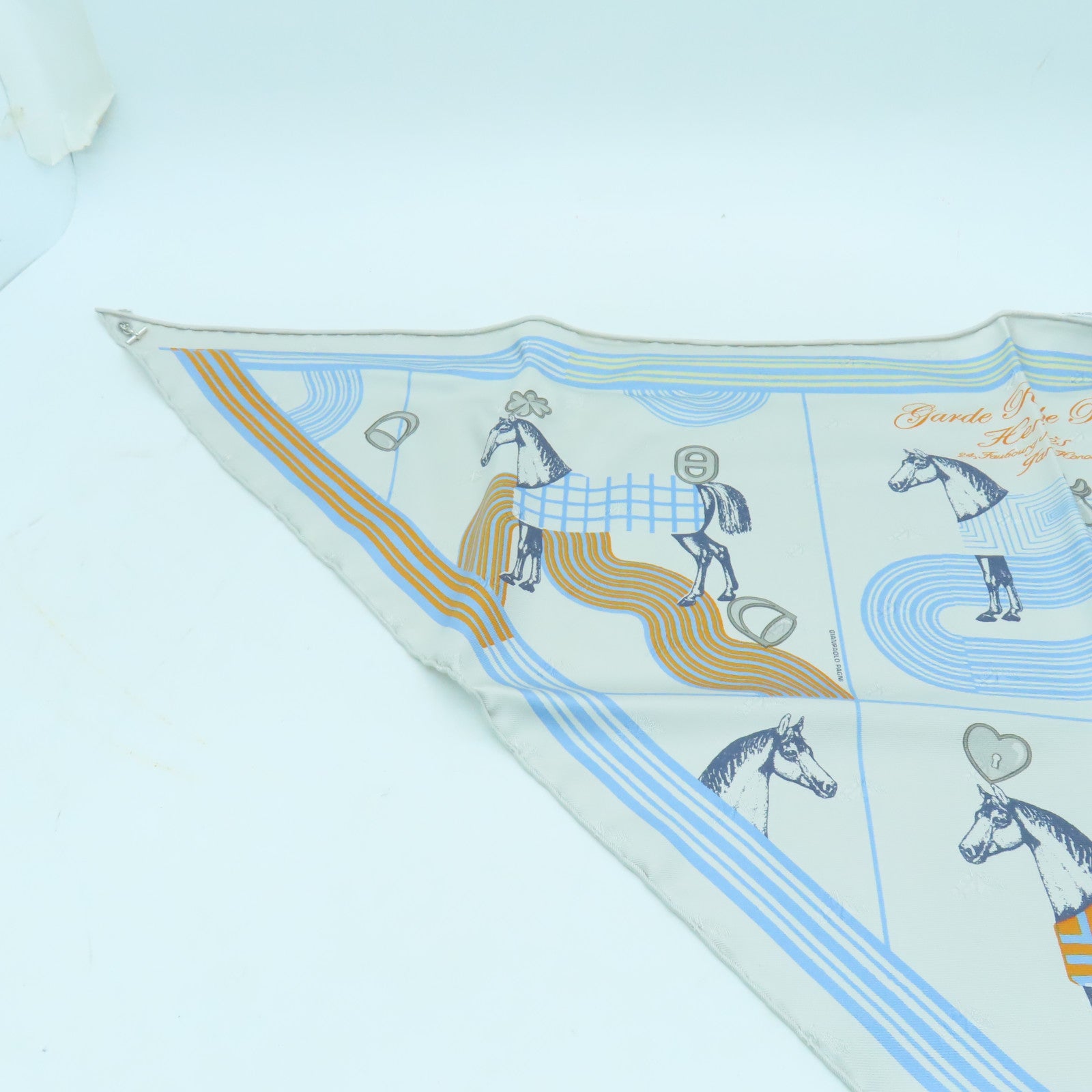 HERMES 【激減優惠】絲質Scarf絲巾灰色/藍色