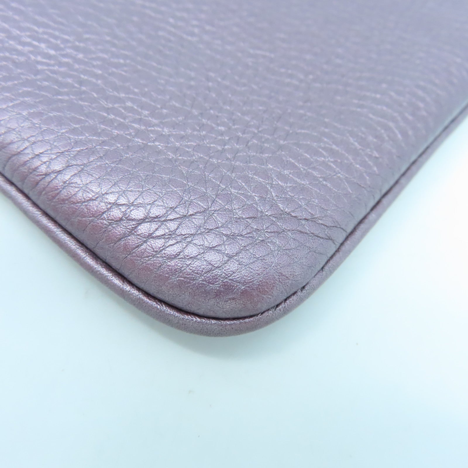GUCCI Cowhide Leather Pouch Gold Buckle Handbag Purple