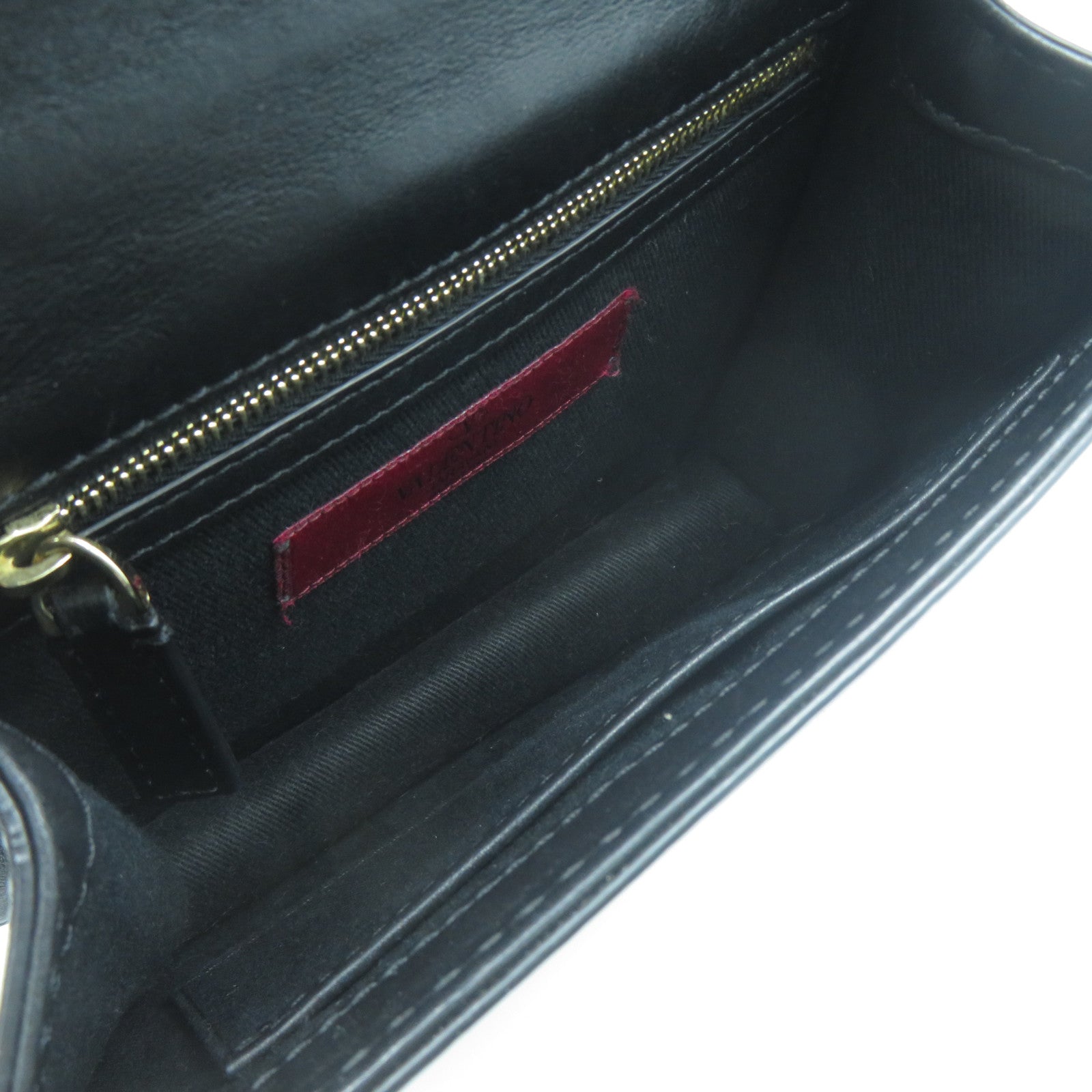 Valentino 牛皮皮革Chain Shoulder Bag金扣鏈帶肩背袋黑色