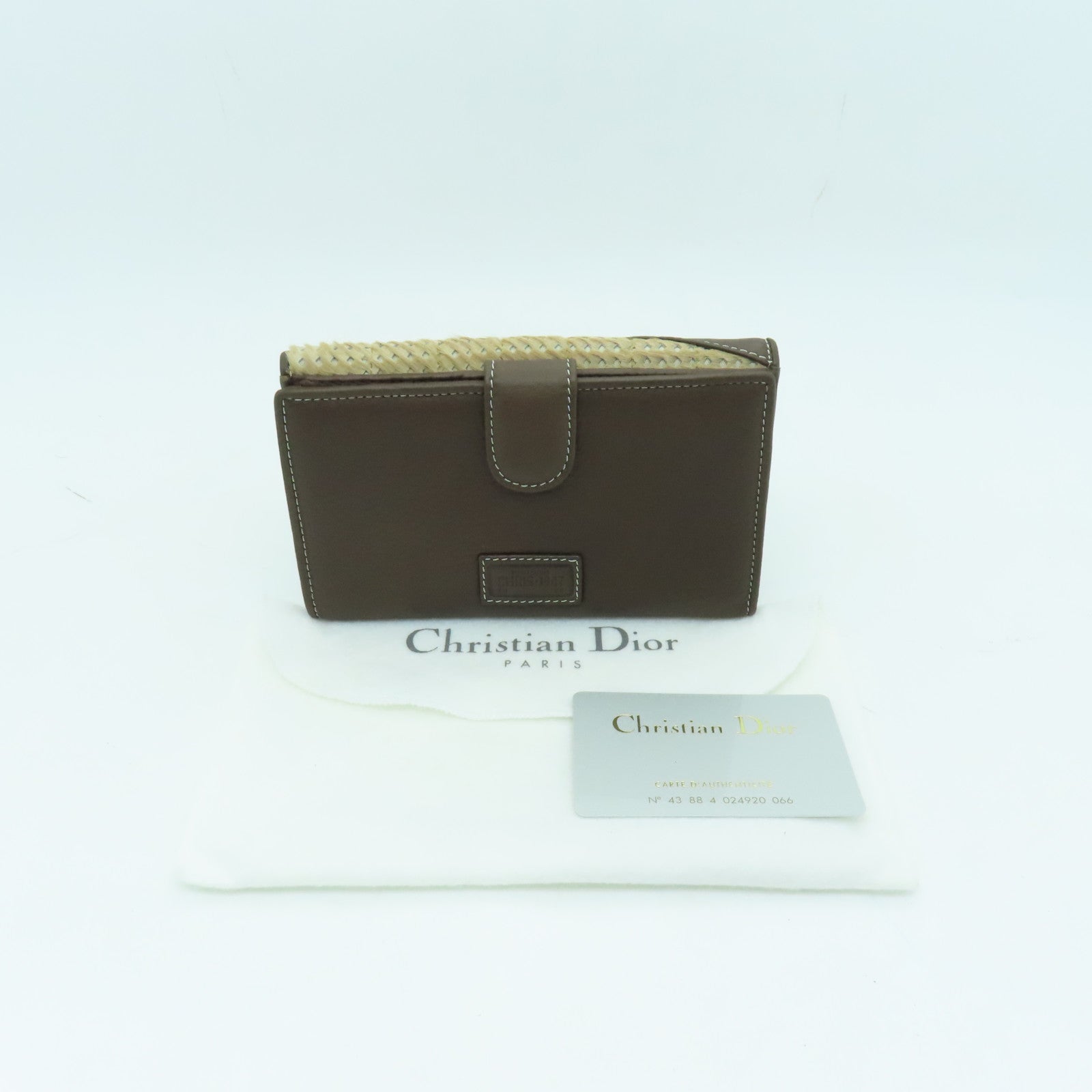 Dior cowhide leather Long wallet gold buckle long wallet brown