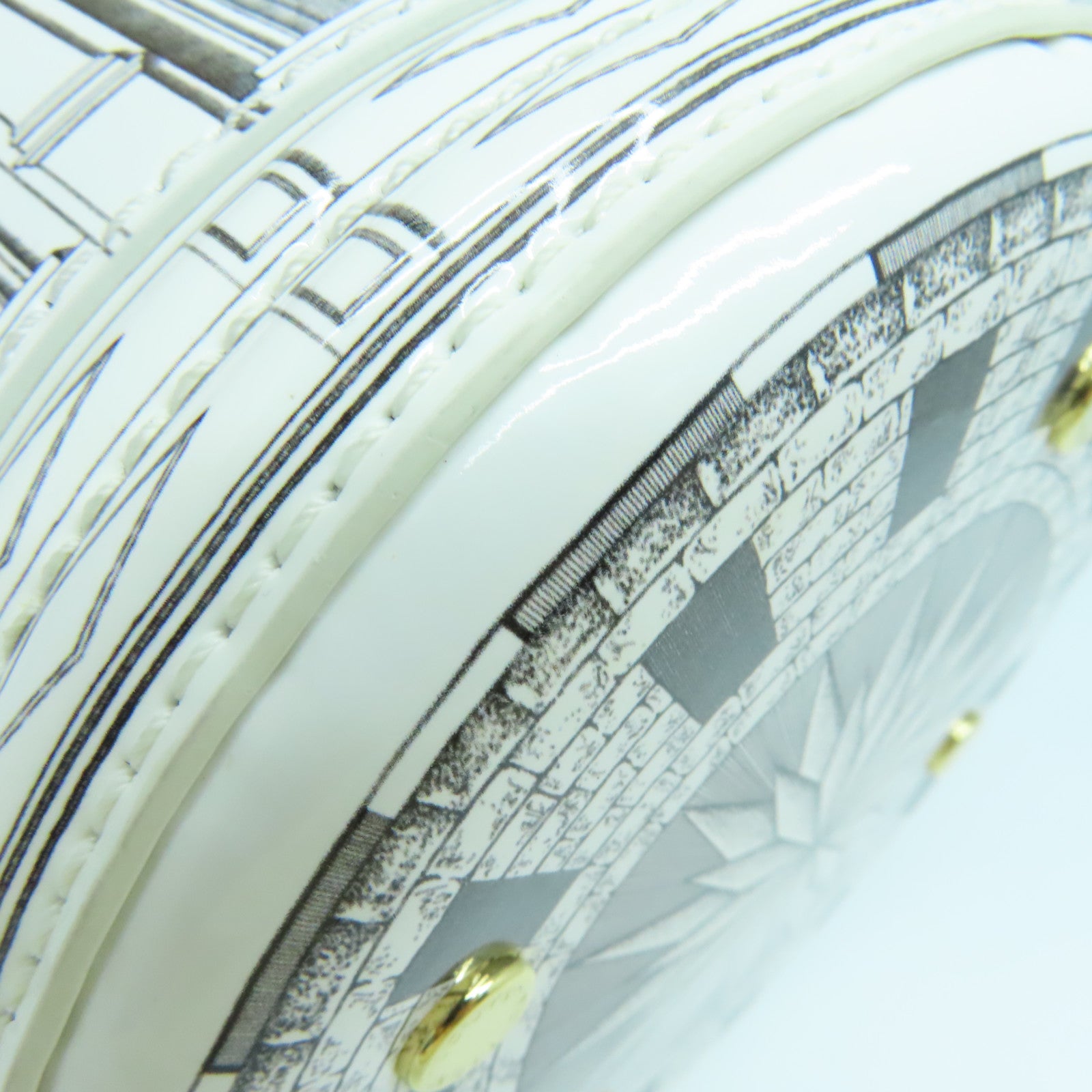 LOUIS VUITTON 塗層皮革Fornasetti Cannes金扣鏈帶肩背袋白色