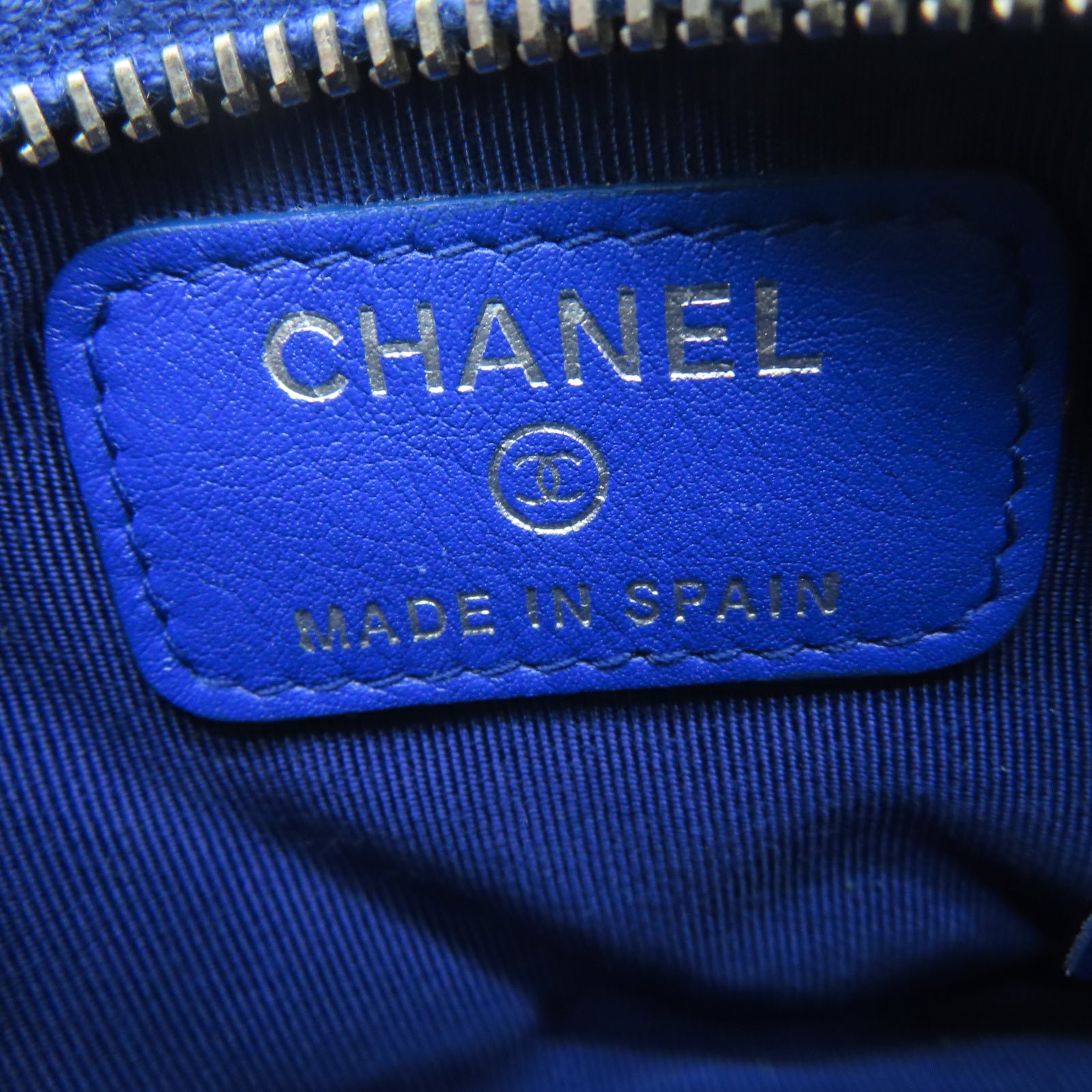 CHANEL 菱格漆皮皮革Coin Case银扣零钱包蓝色