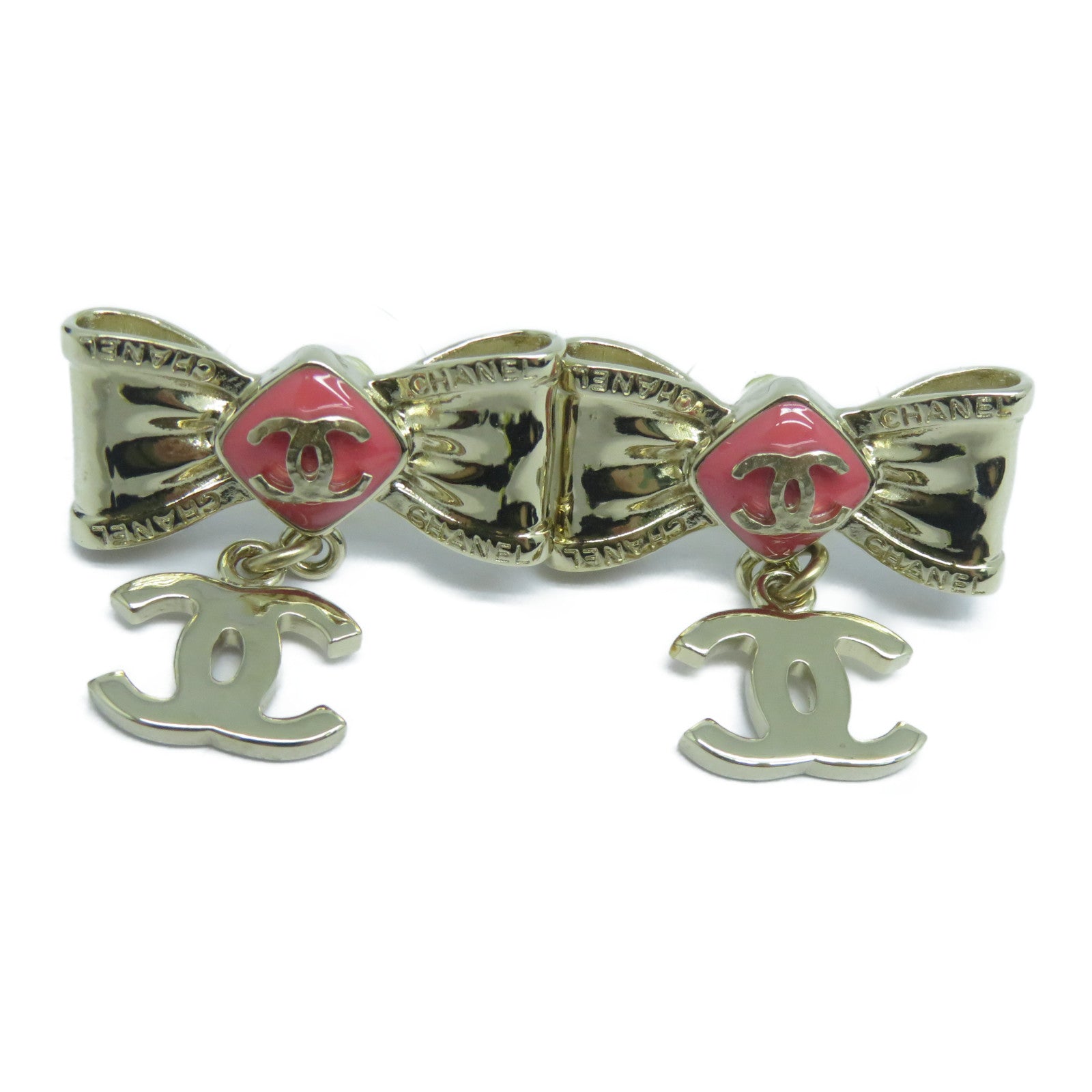 CHANEL 金屬Earrings耳環金色/粉紅色