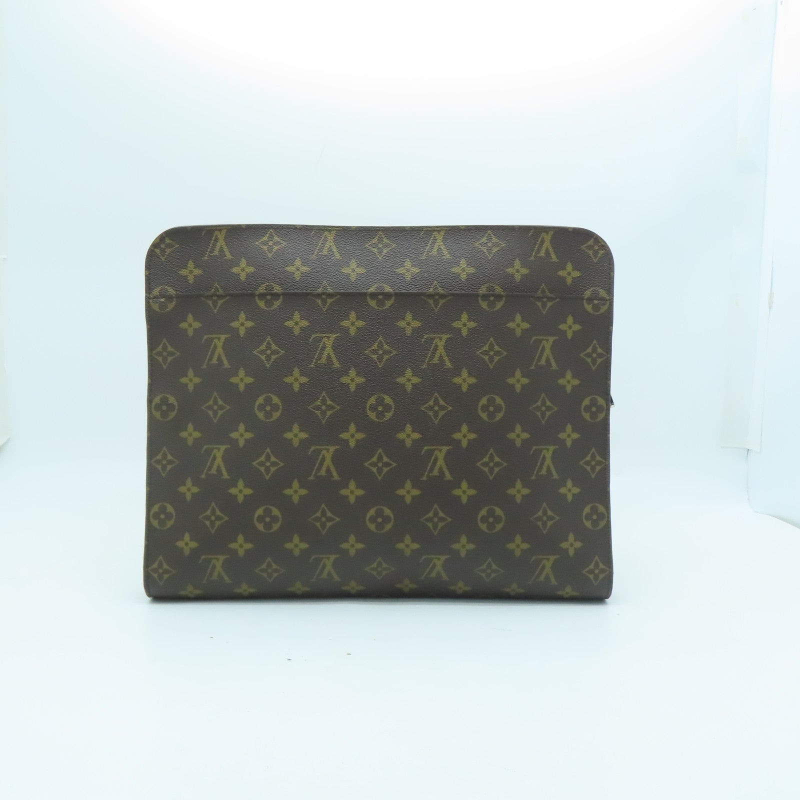 LOUIS VUITTON Monogram Macassar Portfolio Business Bag銀扣手拿包啡色