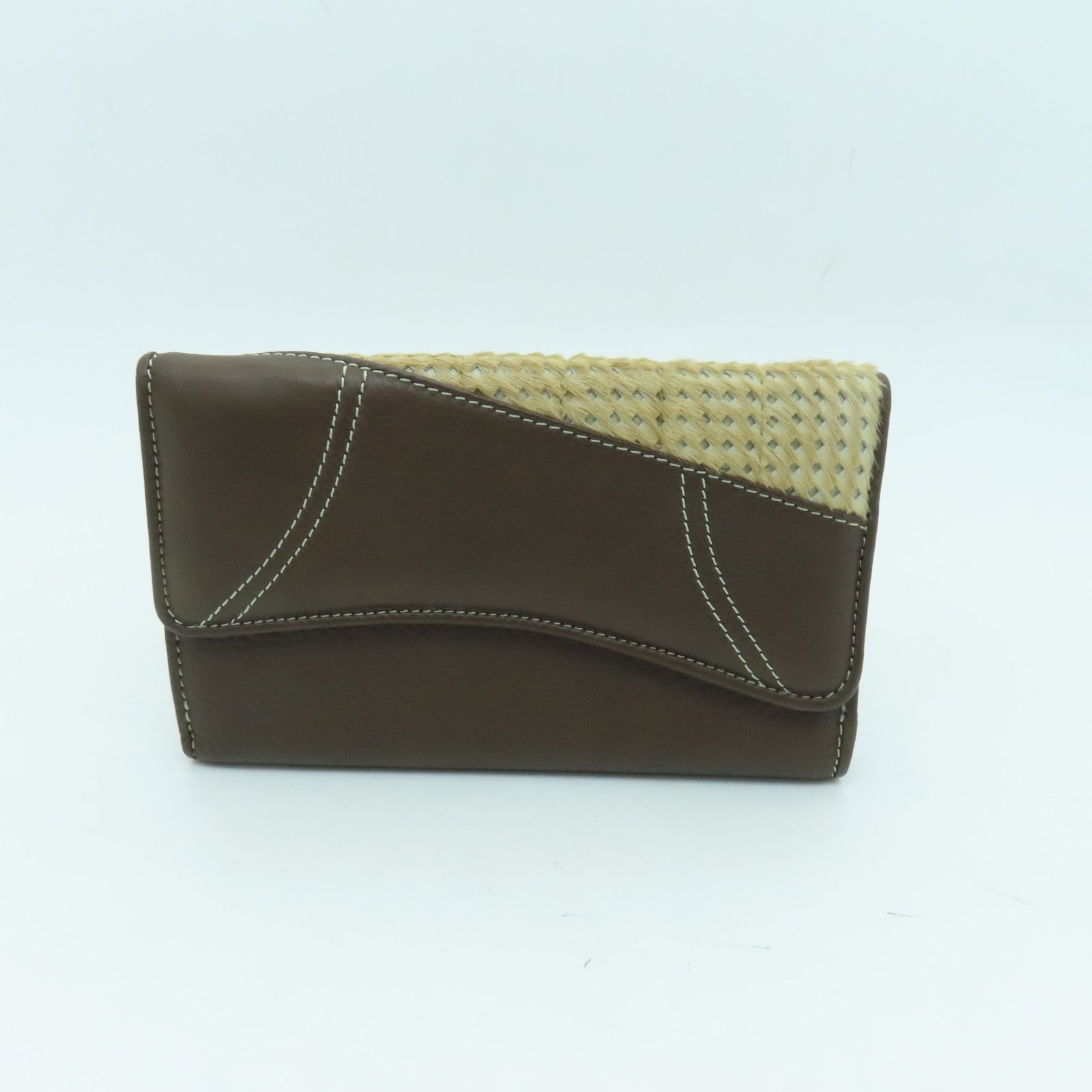 Dior cowhide leather Long wallet gold buckle long wallet brown