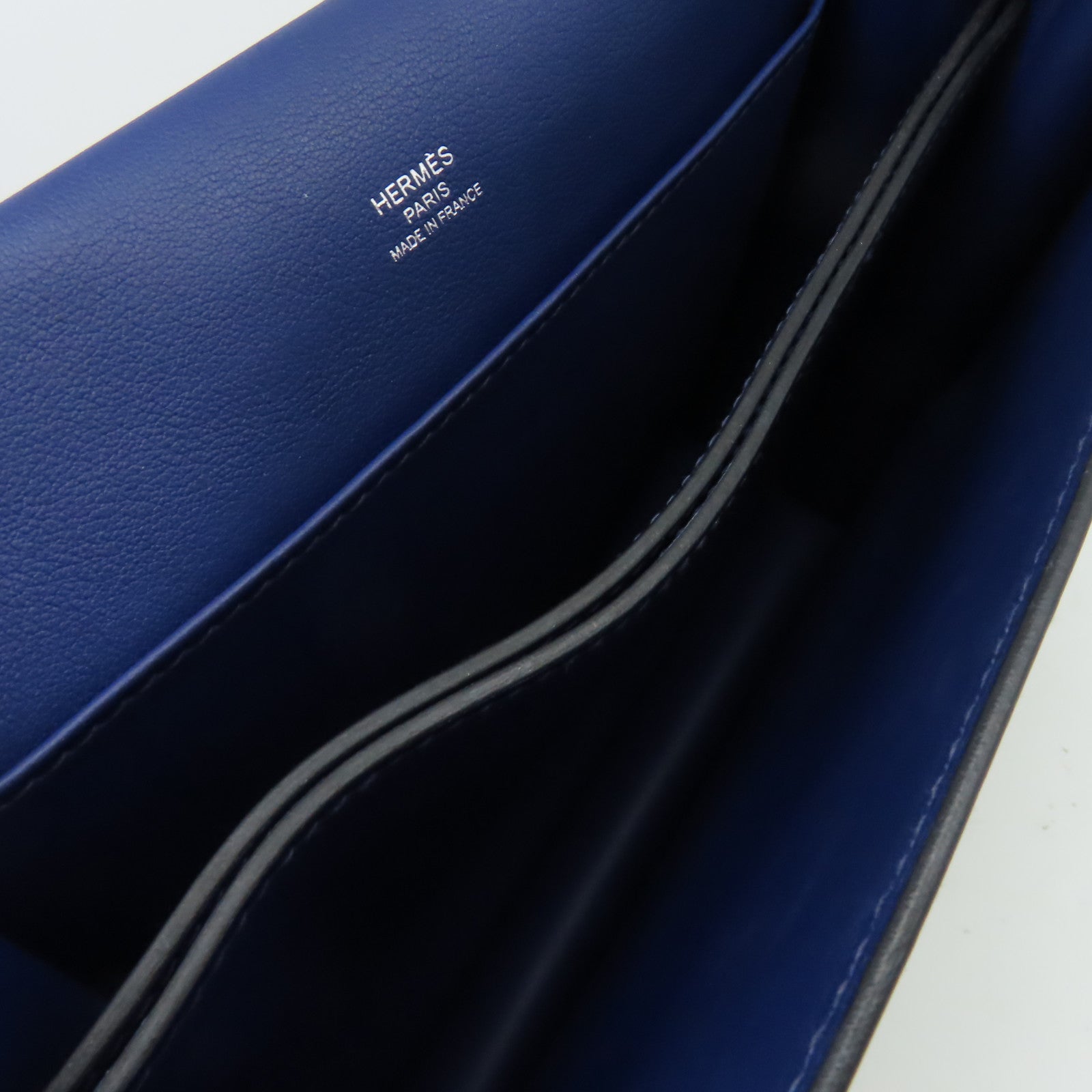HERMES 麂皮皮革/Swift皮革Roulis 23 Shoulder Bag銀扣肩背袋Bleu Marine海軍藍