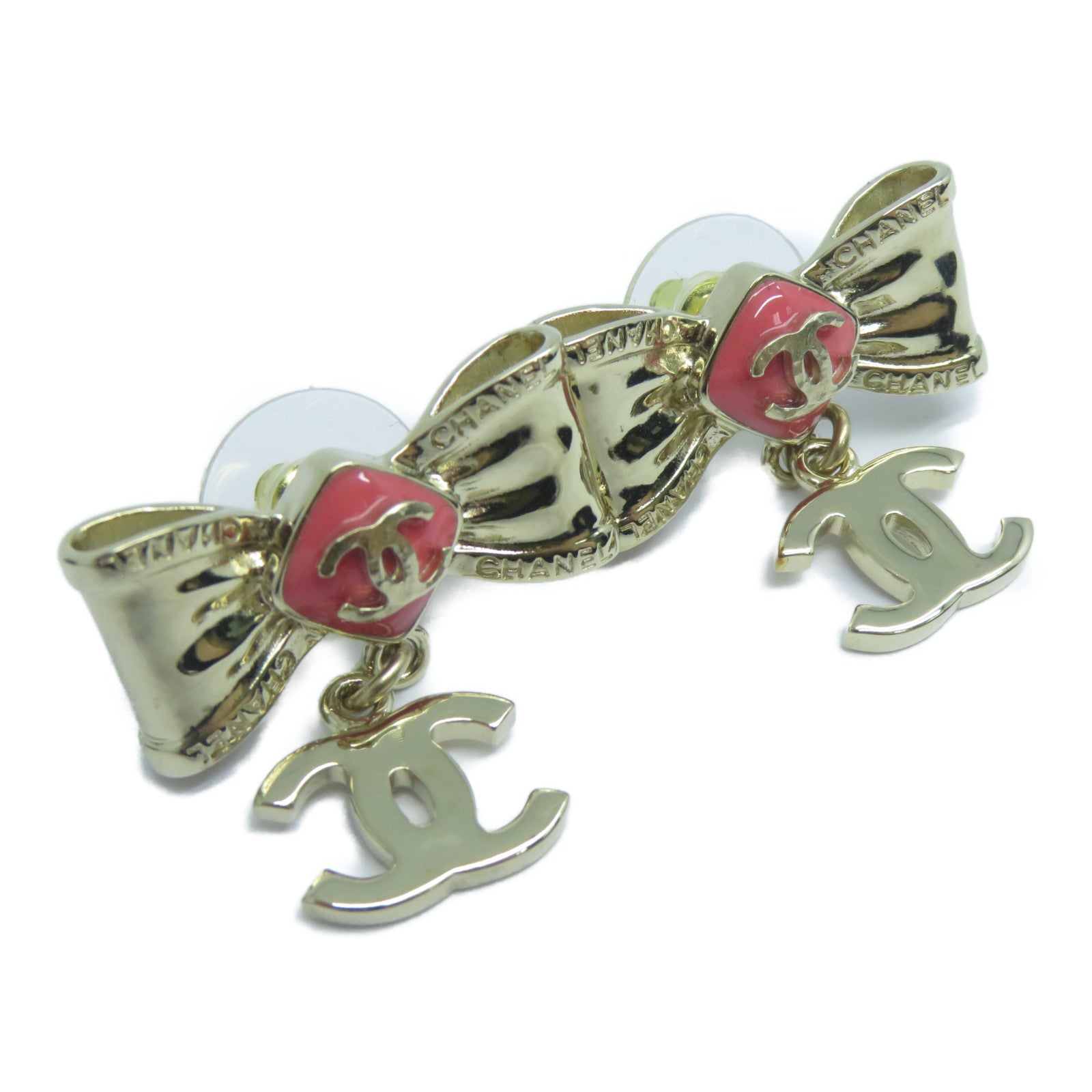CHANEL 金屬Earrings耳環金色/粉紅色