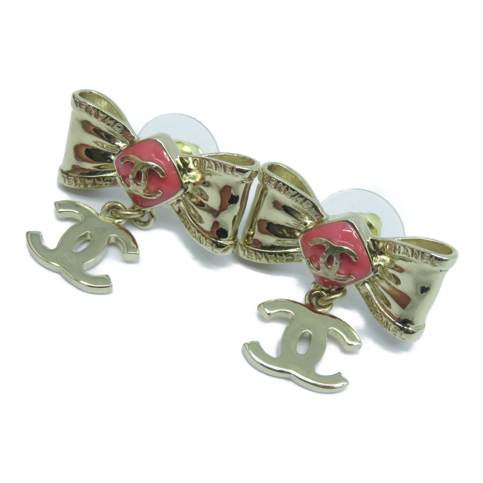 CHANEL 金屬Earrings耳環金色/粉紅色