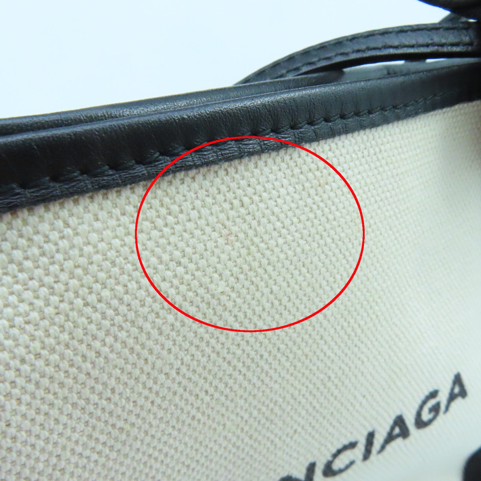 BALENCIAGA 帆布Navy Cabas XS銀扣手挽肩背兩用袋白色/黑色