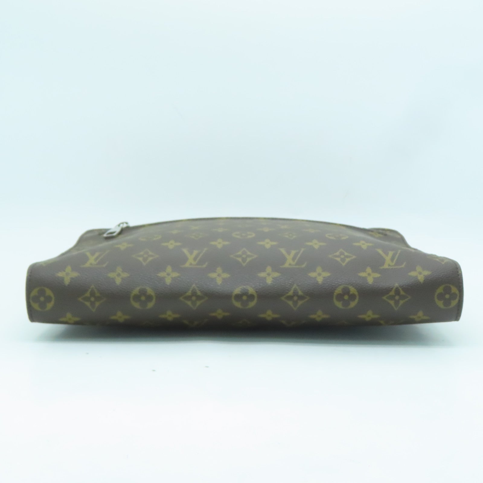 LOUIS VUITTON Monogram Macassar Portfolio Business Bag銀扣手拿包啡色