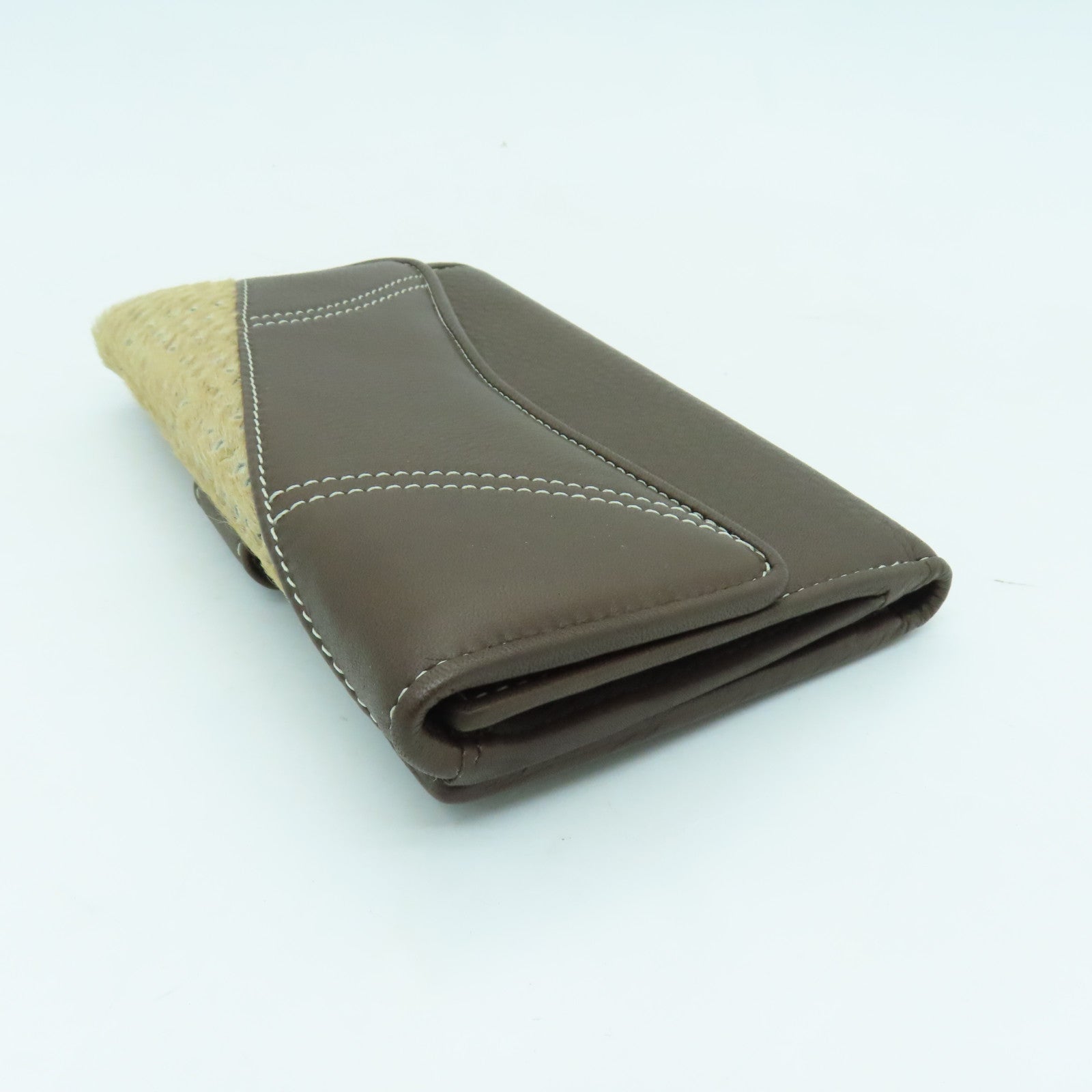Dior cowhide leather Long wallet gold buckle long wallet brown