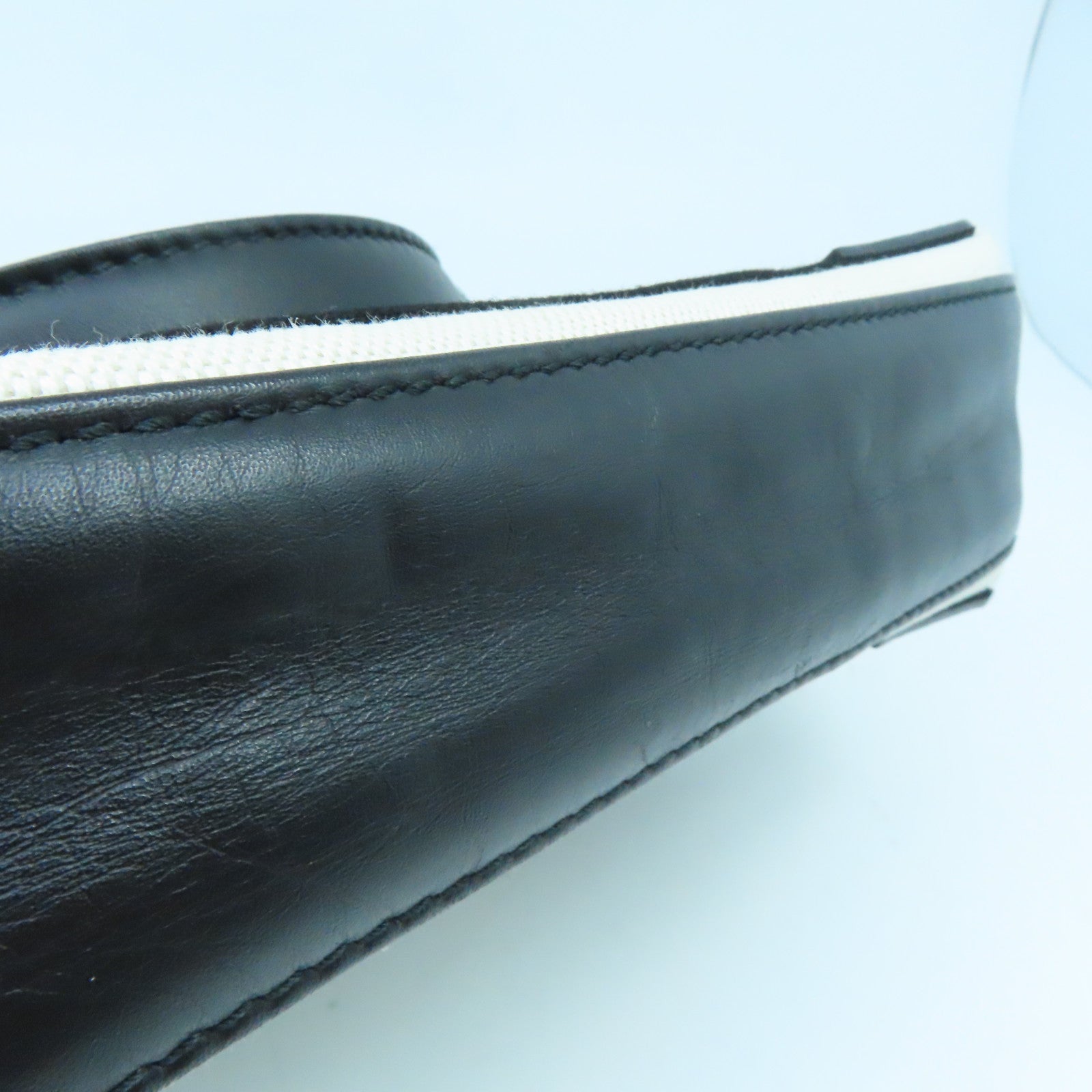 BALENCIAGA 帆布Navy Cabas XS銀扣手挽肩背兩用袋白色/黑色