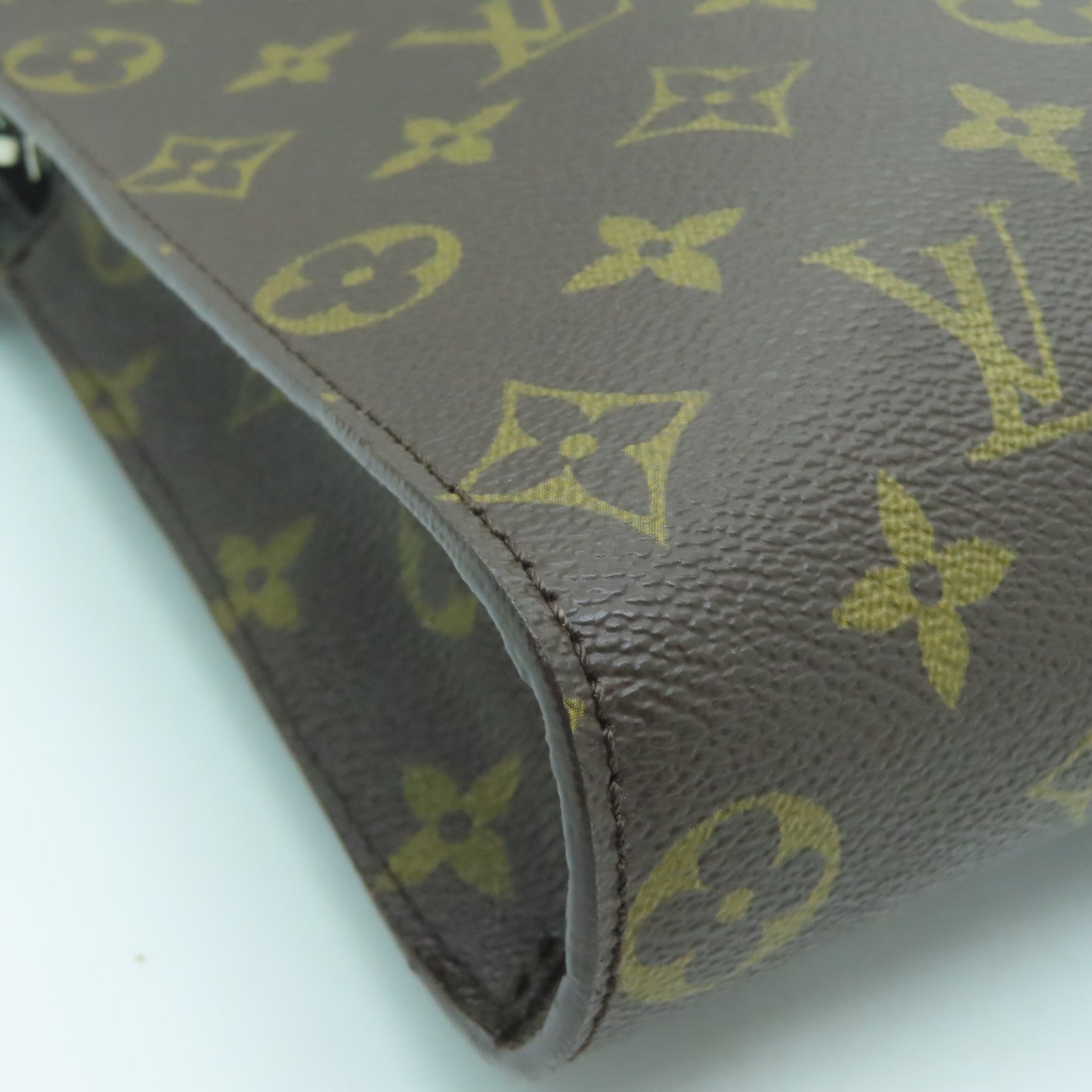 LOUIS VUITTON Monogram Macassar Portfolio Business Bag銀扣手拿包啡色