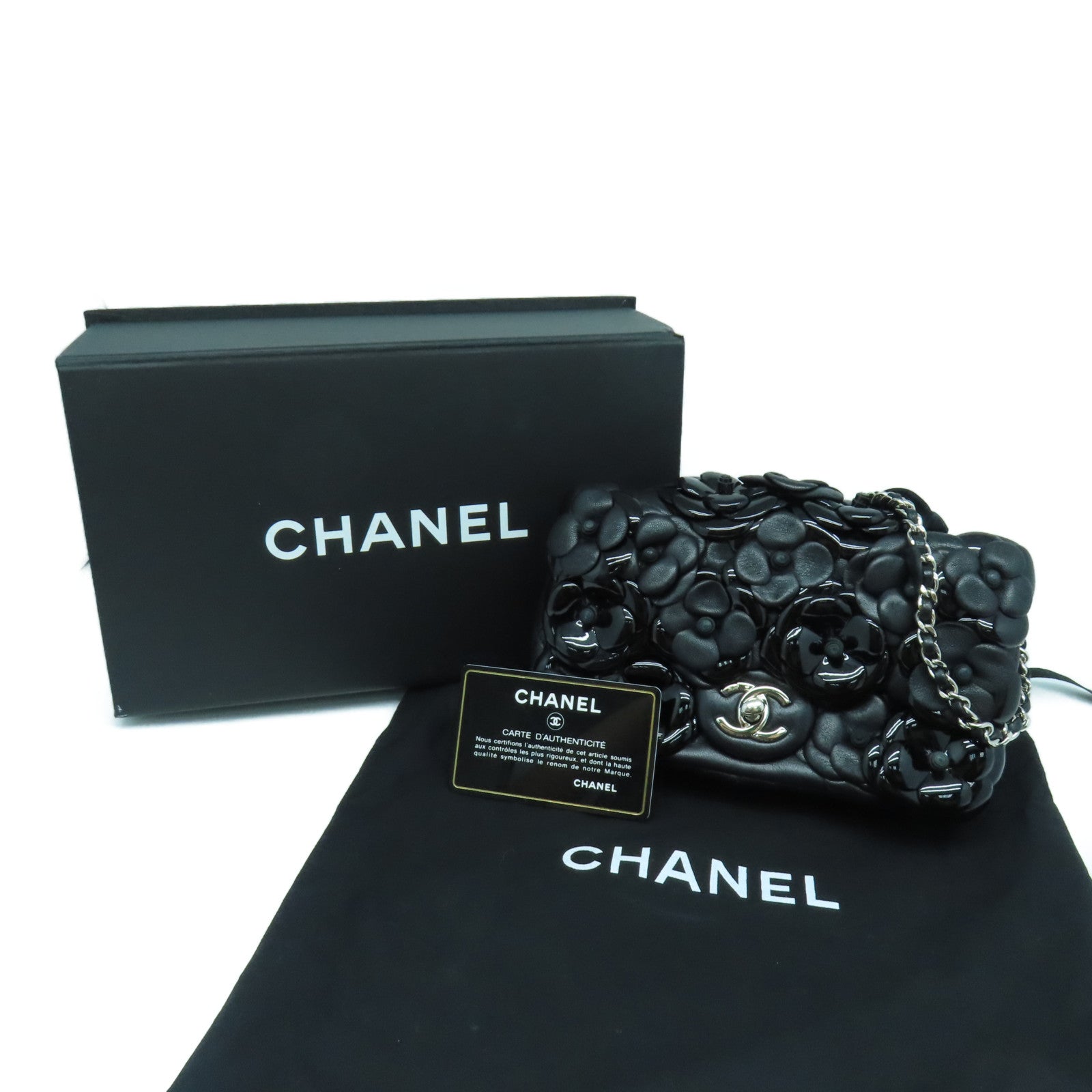 CHANEL 牛皮皮革Chain Shoulder銀扣鏈帶肩背袋黑色