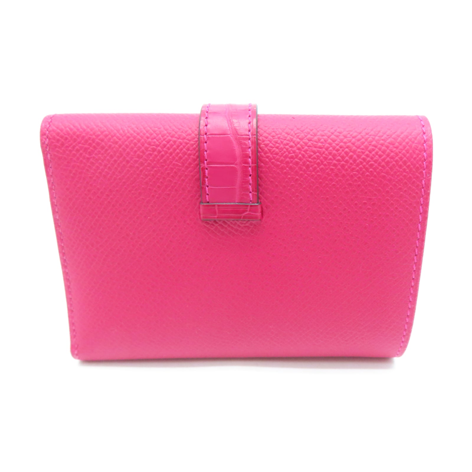 HERMES 【激減優惠】Epsom皮革Portefeuille Bearn Wallet Touch銀扣錢包紅色