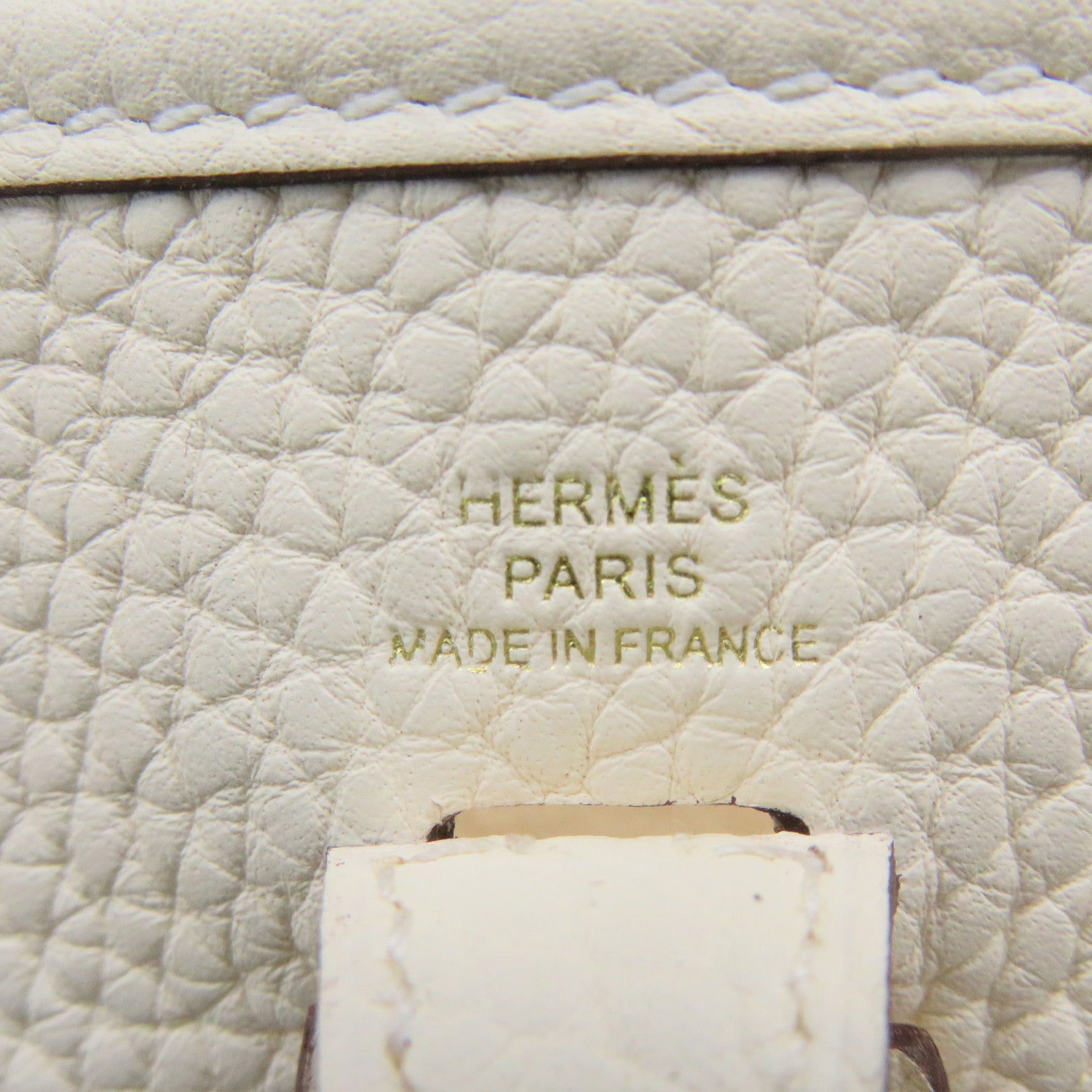 HERMES Clemence皮革Evelyne TPM Shoulder Bag金扣肩背袋Nata米白色