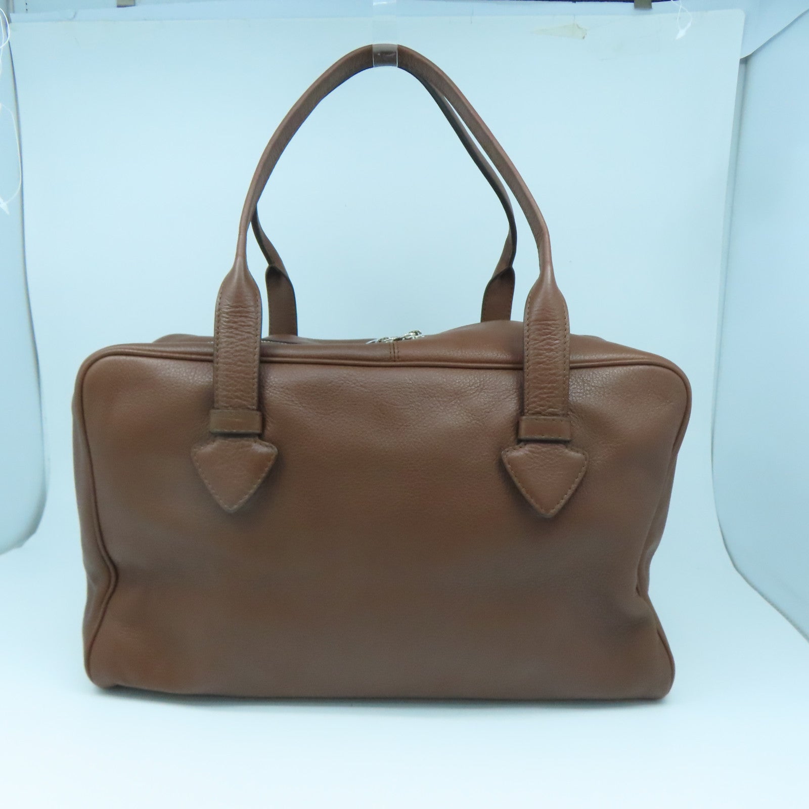 LOEWE 牛皮皮革Hand Bag銀扣手挽袋啡色