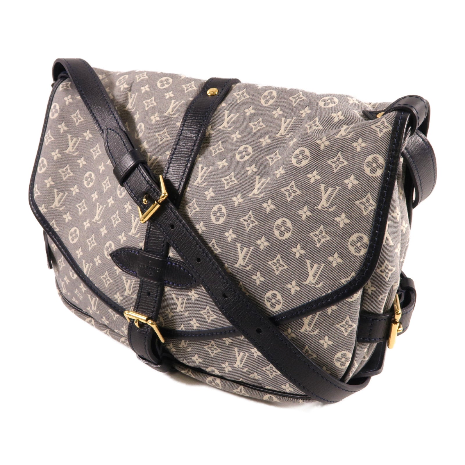LOUIS VUITTON Monogram Idylle Saumur PM金扣肩背袋藍色