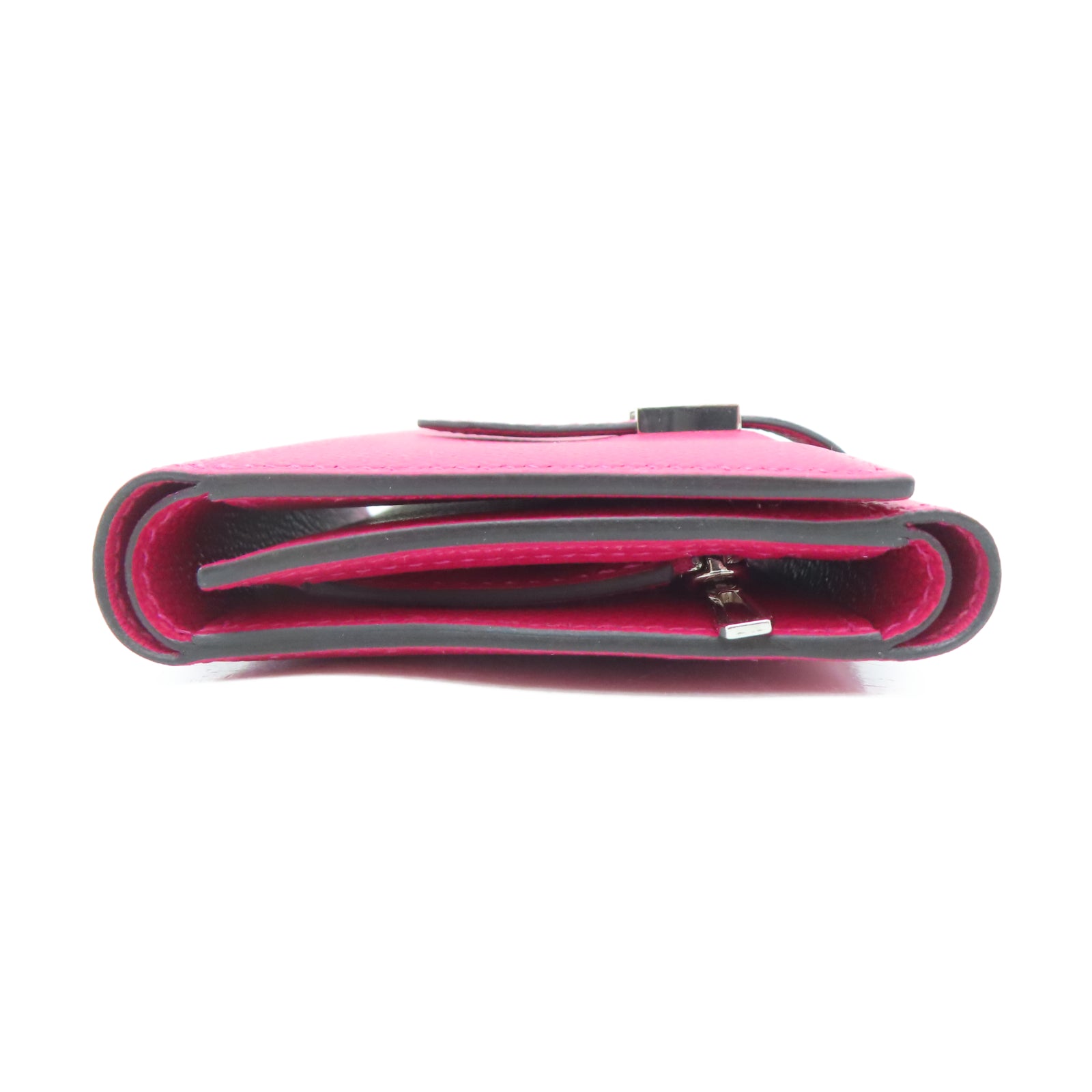 HERMES 【激減優惠】Epsom皮革Portefeuille Bearn Wallet Touch銀扣錢包紅色