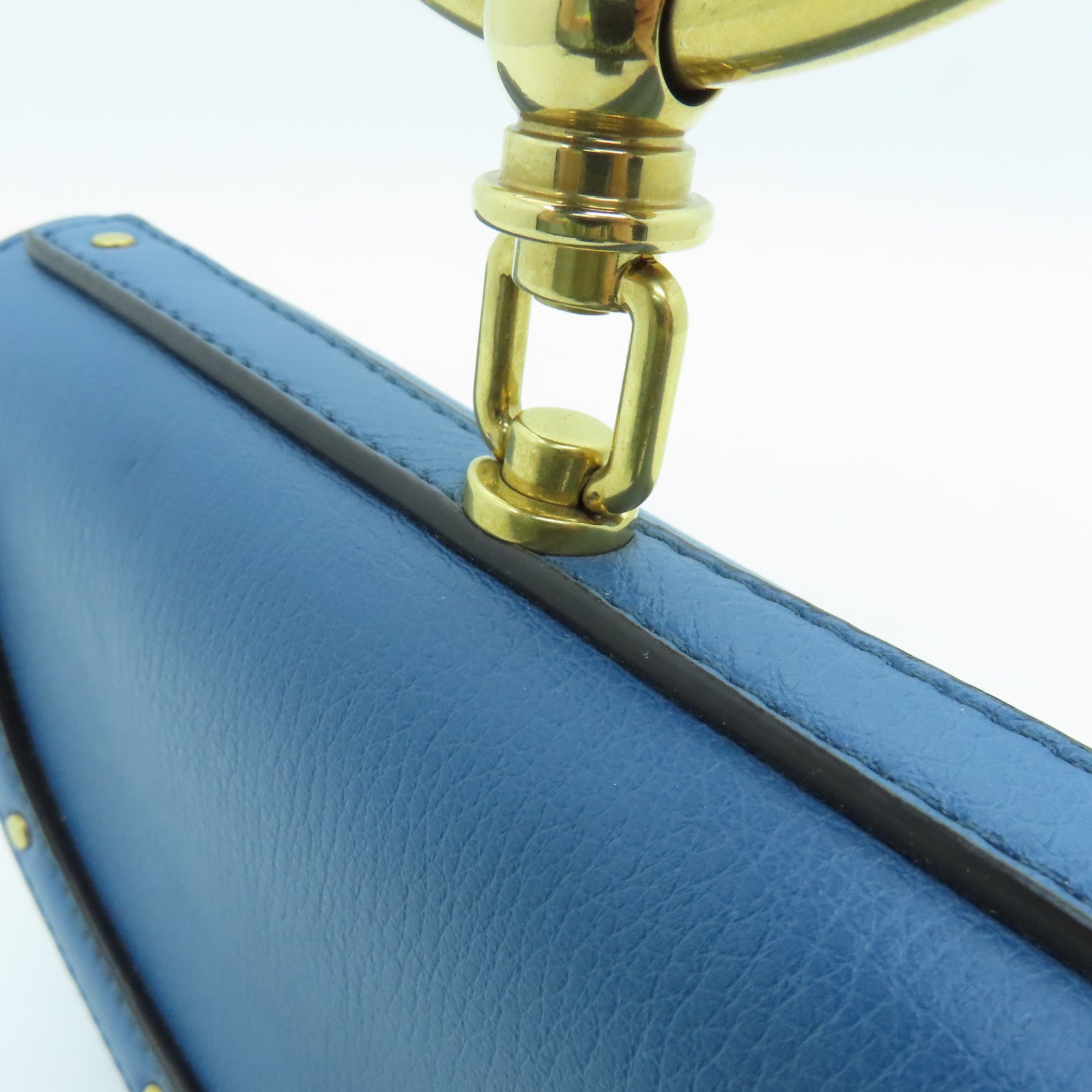Chloe cowhide leather Nile Minaudiere Bracelet gold buckle handle shoulder bag blue