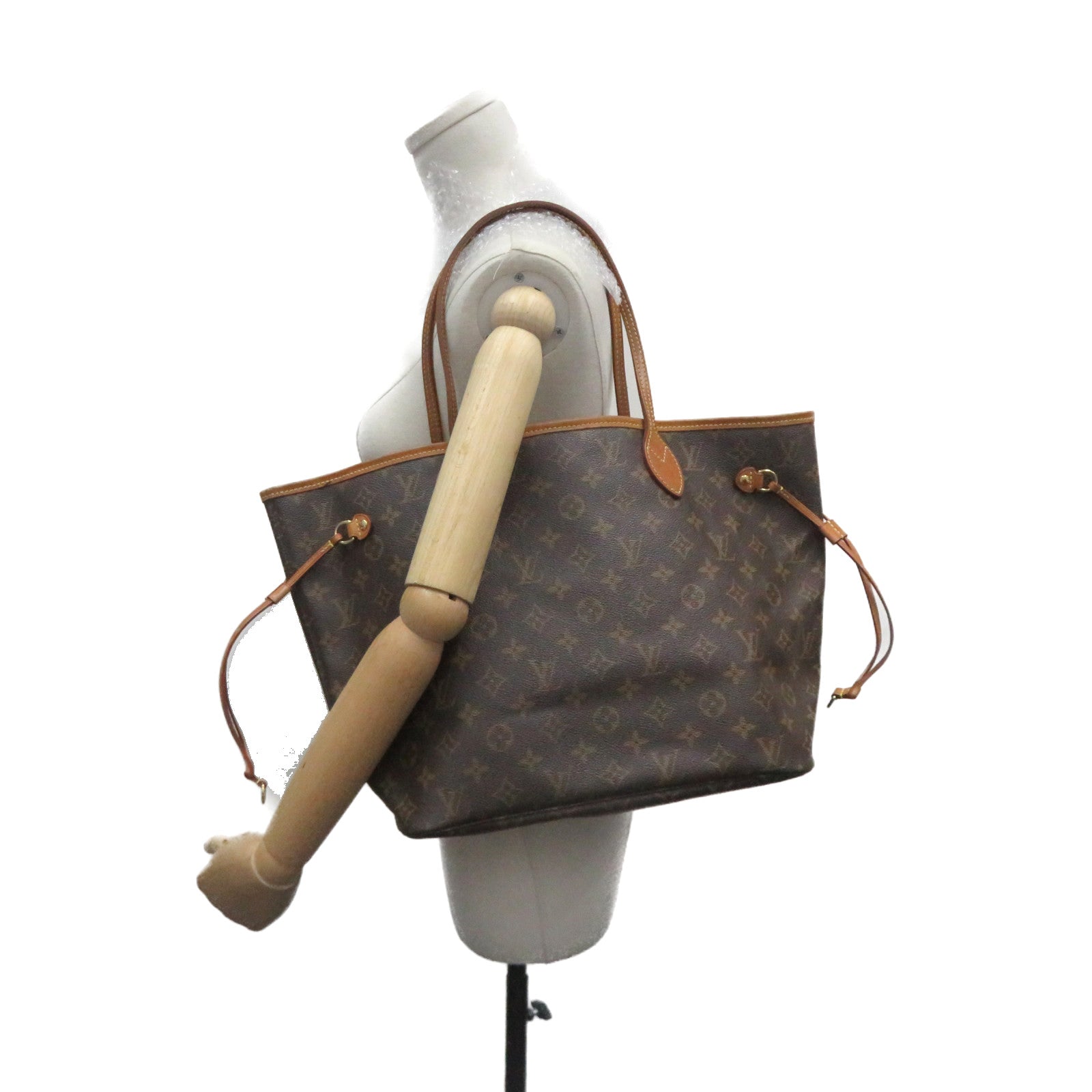 LOUIS VUITTON Monogram Neverfull MM Tote Bag肩背袋啡色