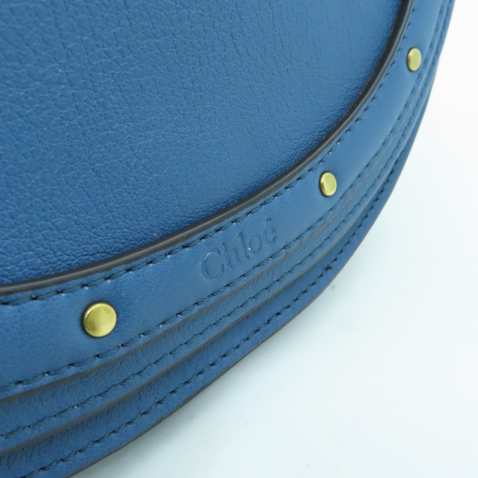 Chloe cowhide leather Nile Minaudiere Bracelet gold buckle handle shoulder bag blue