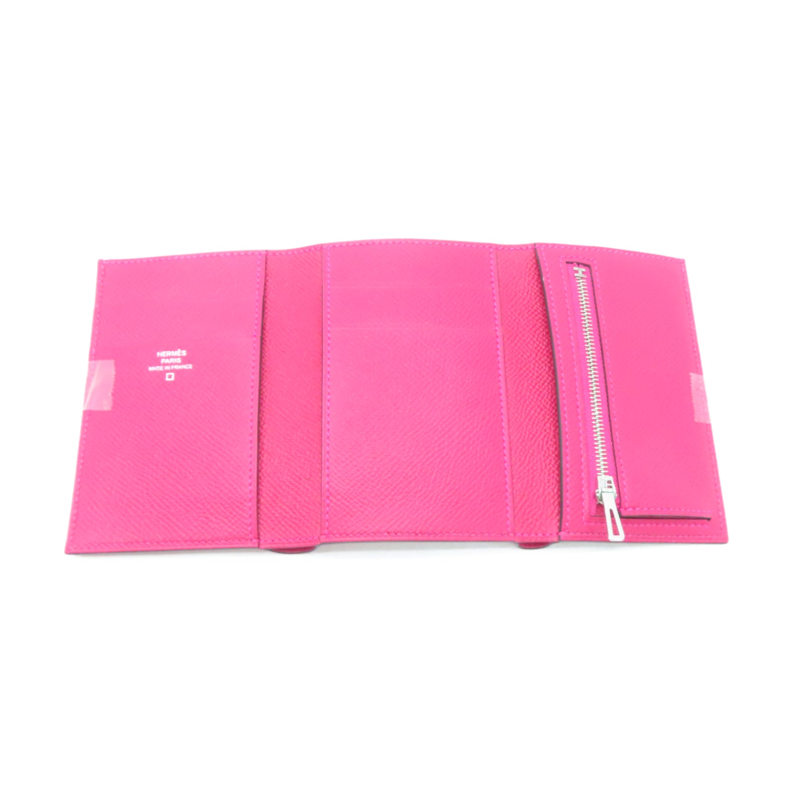 HERMES 【激減優惠】Epsom皮革Portefeuille Bearn Wallet Touch銀扣錢包紅色