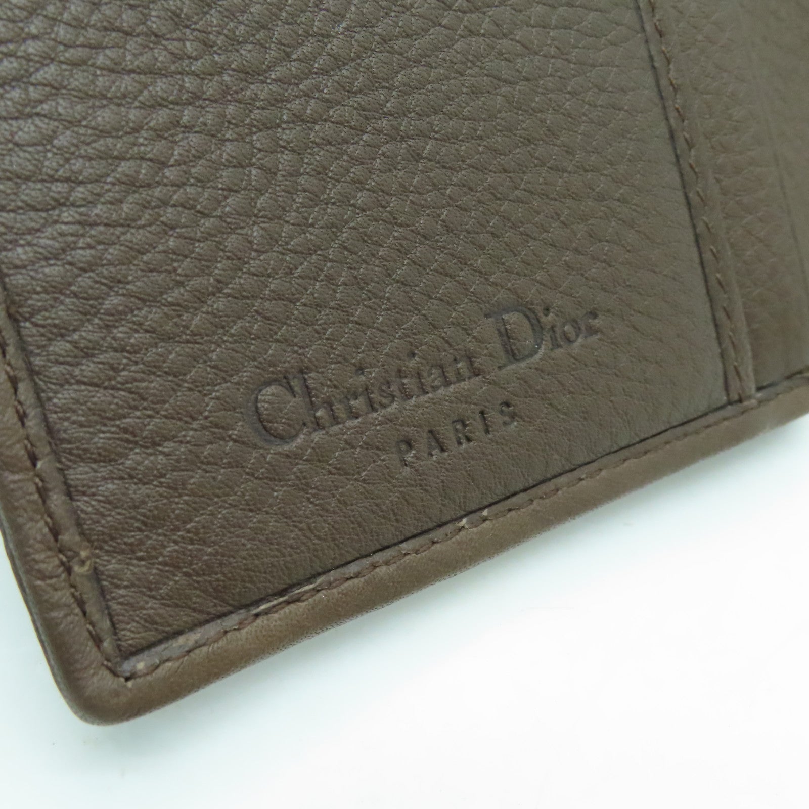 Dior cowhide leather Long wallet gold buckle long wallet brown