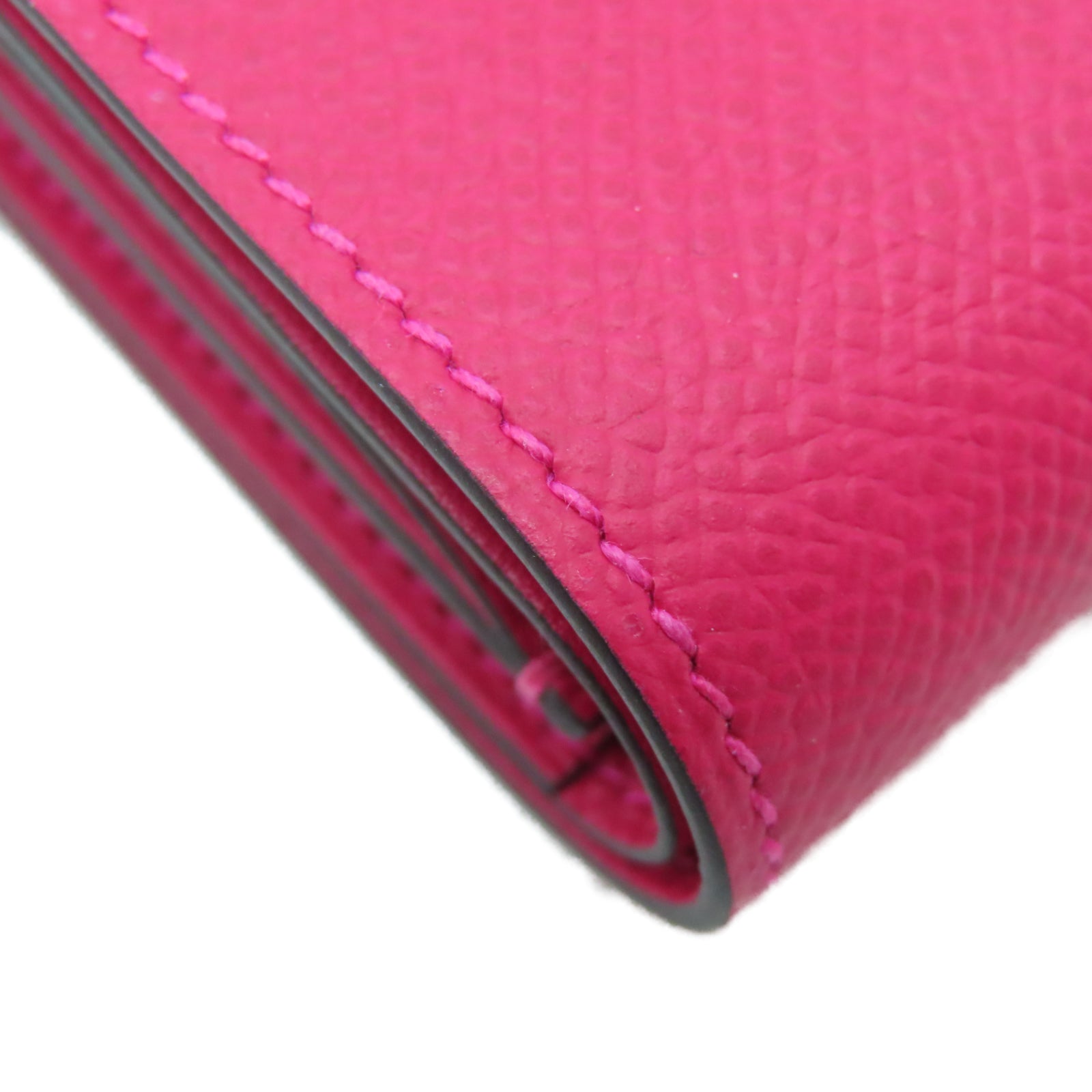 HERMES 【激減優惠】Epsom皮革Portefeuille Bearn Wallet Touch銀扣錢包紅色
