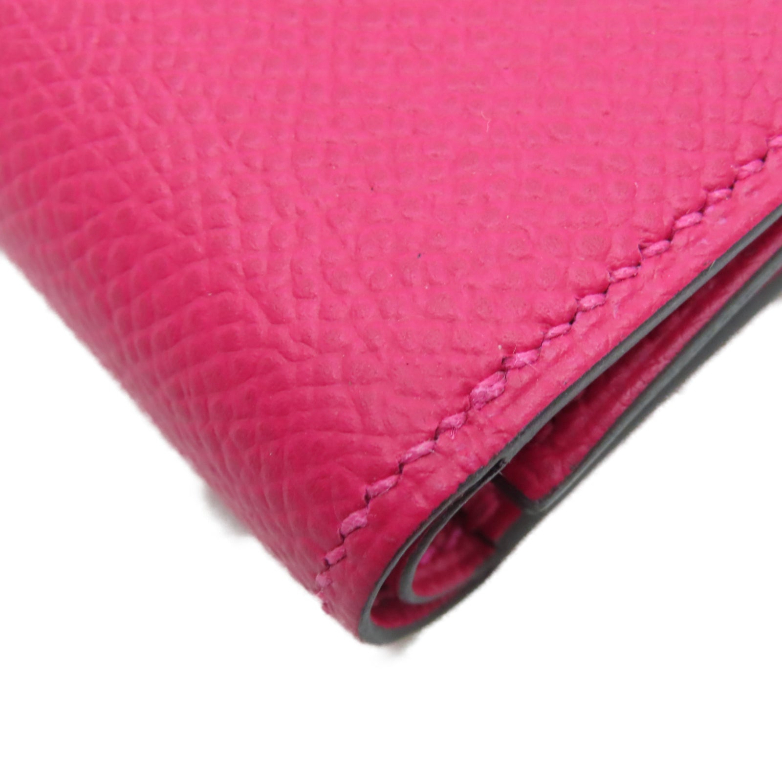 HERMES 【激減優惠】Epsom皮革Portefeuille Bearn Wallet Touch銀扣錢包紅色