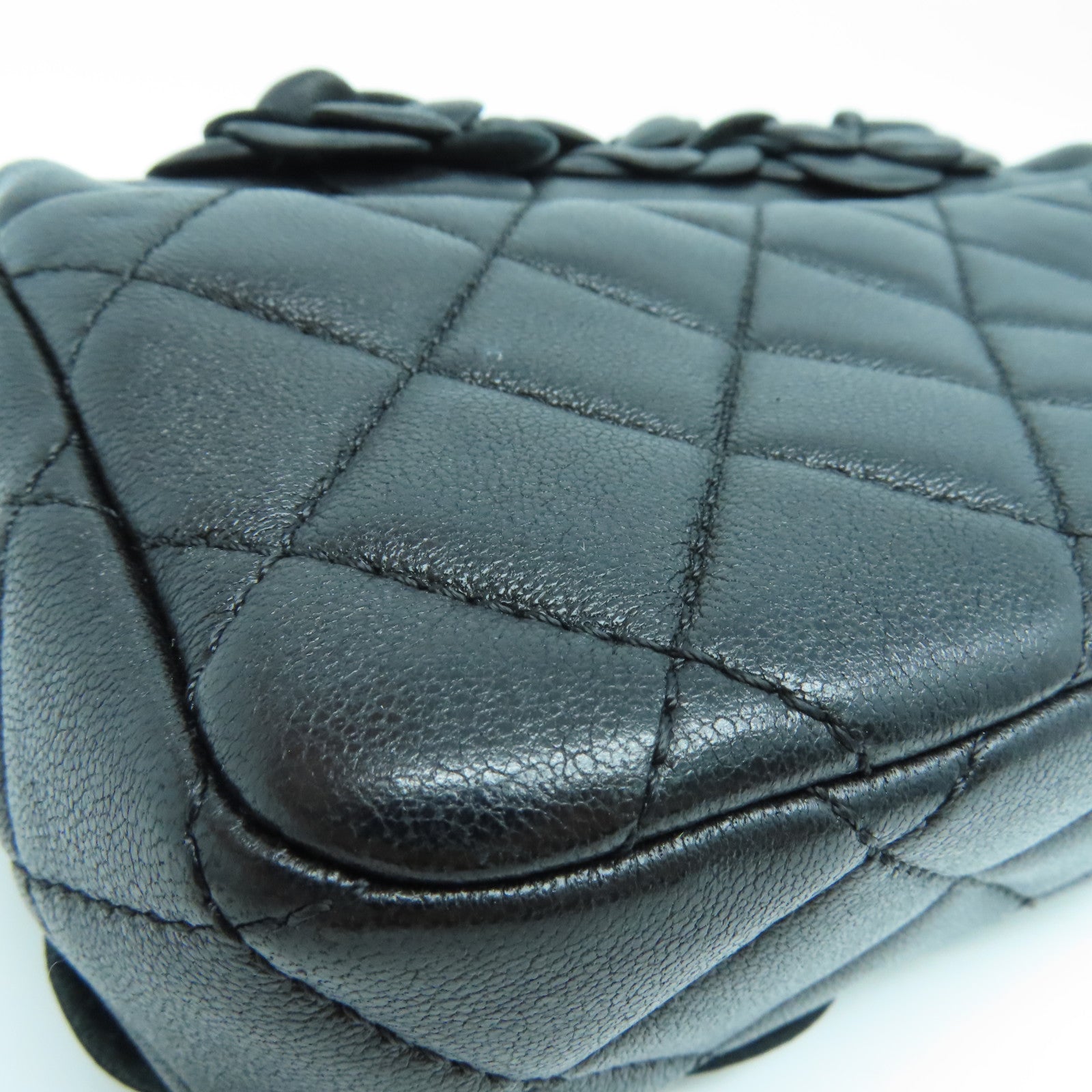 CHANEL 牛皮皮革Chain Shoulder銀扣鏈帶肩背袋黑色