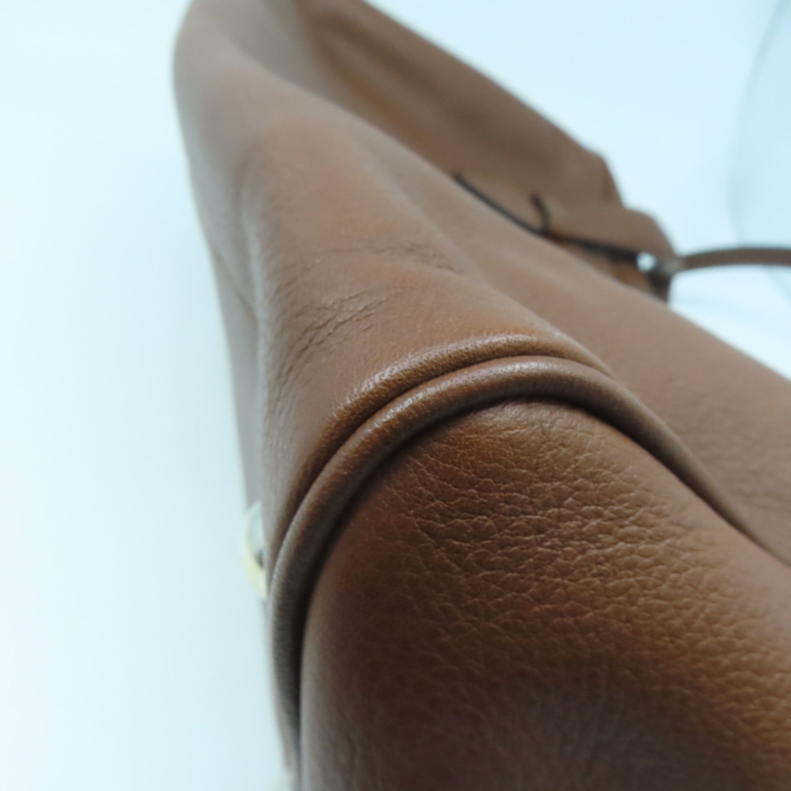 LOEWE 牛皮皮革Hand Bag銀扣手挽袋啡色