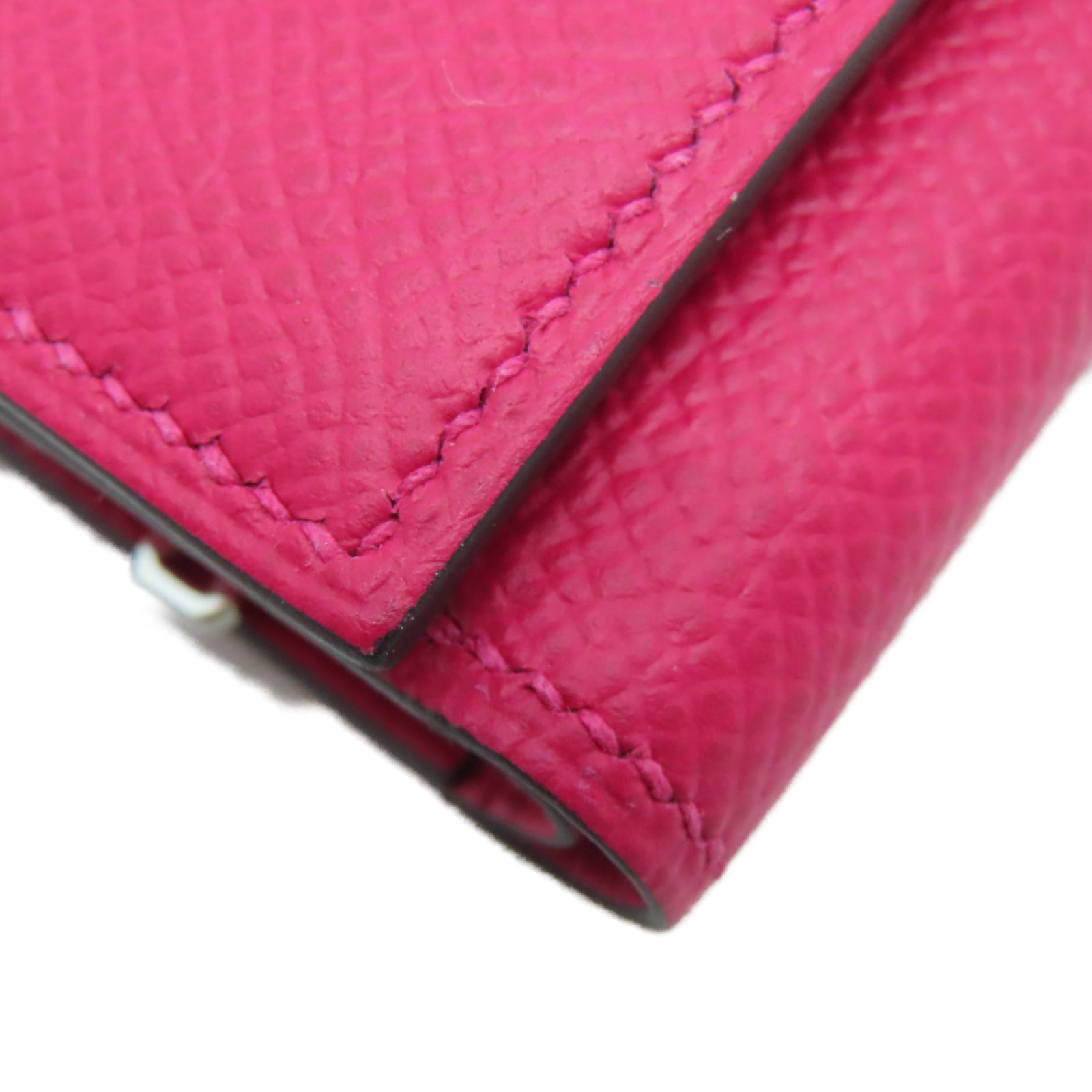 HERMES 【激減優惠】Epsom皮革Portefeuille Bearn Wallet Touch銀扣錢包紅色