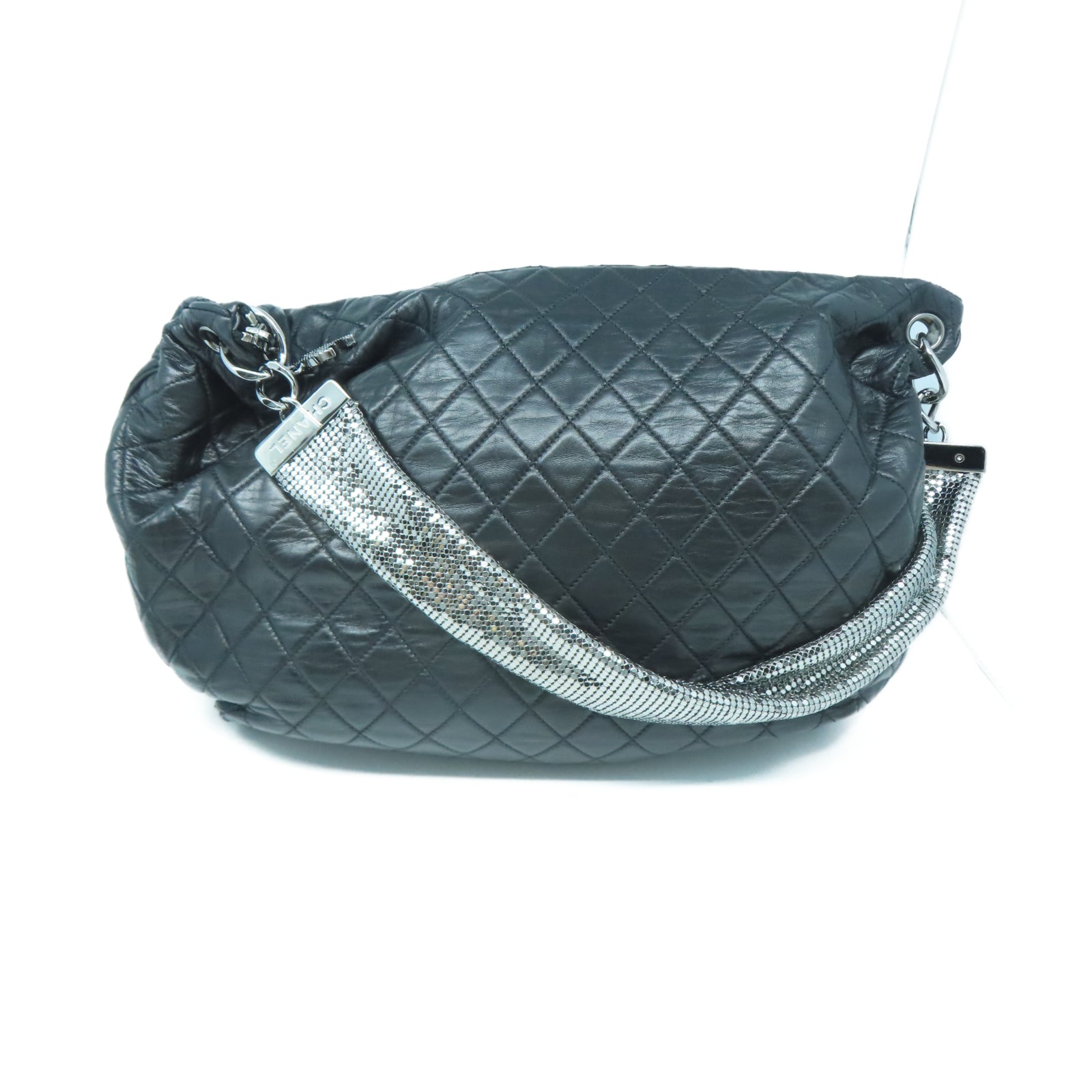 CHANEL 【激減優惠】菱格牛皮皮革Shoulder Bag銀扣肩背袋黑色