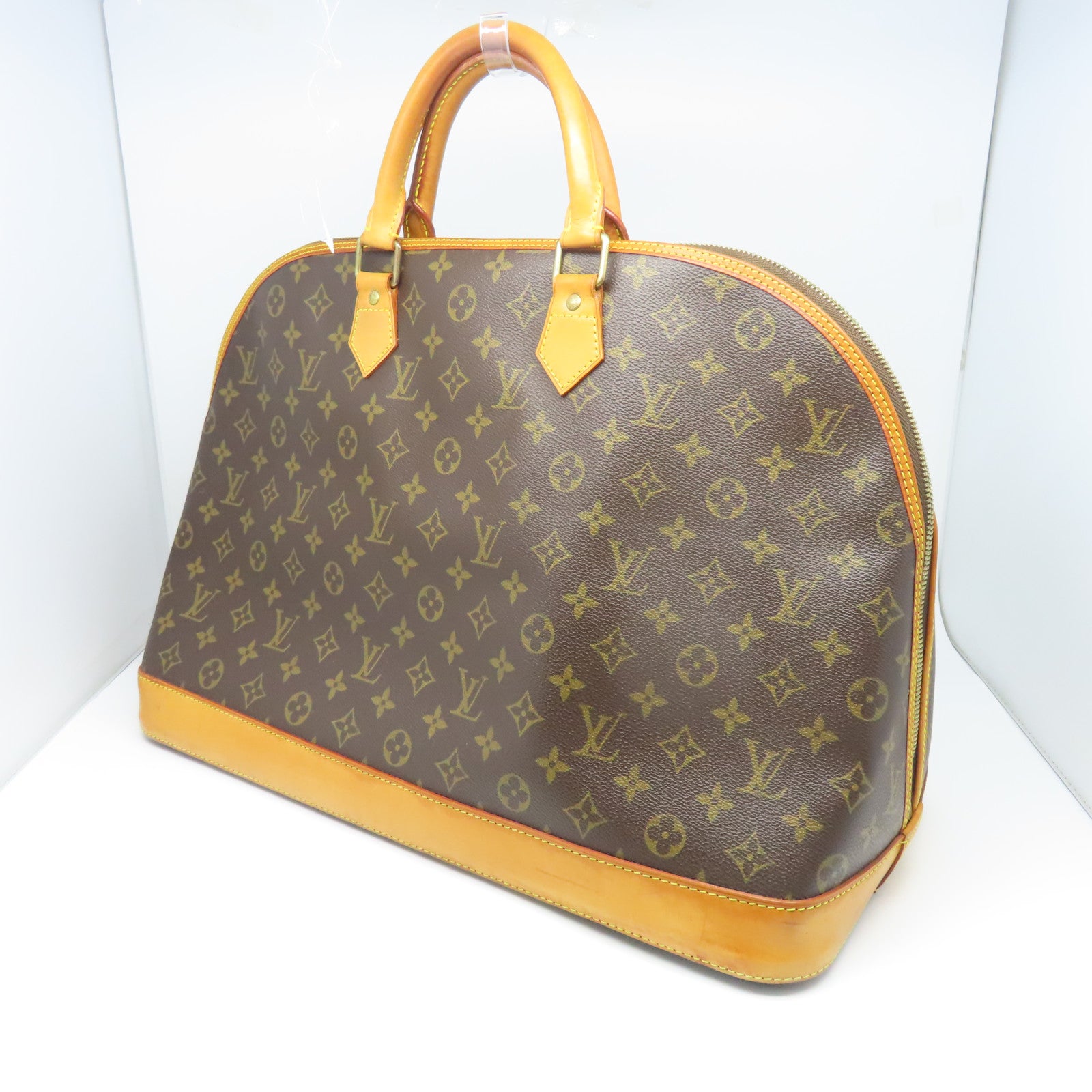 LOUIS VUITTON Monogram Alma Voyage MM金扣手挽袋棕色