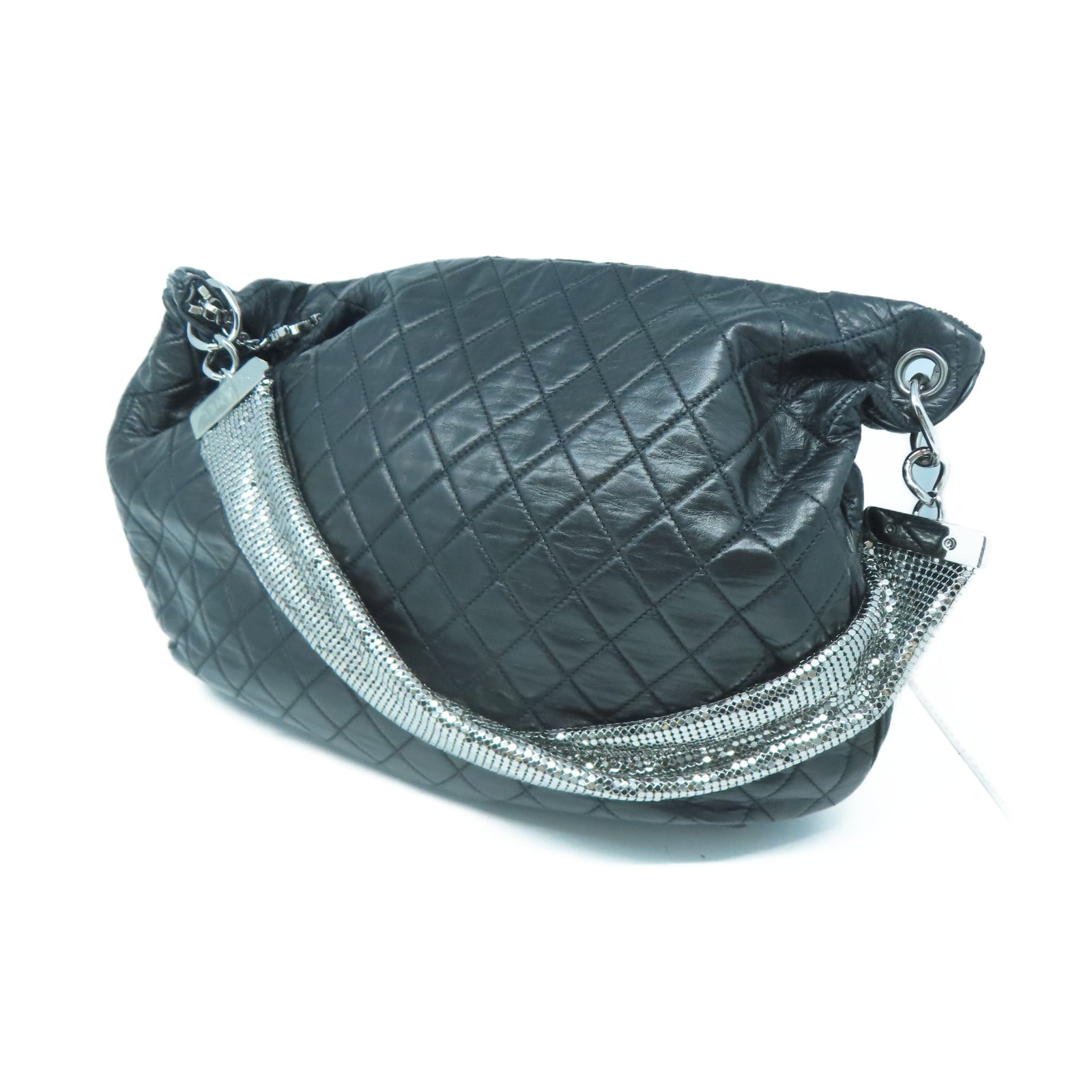 CHANEL 【激減優惠】菱格牛皮皮革Shoulder Bag銀扣肩背袋黑色