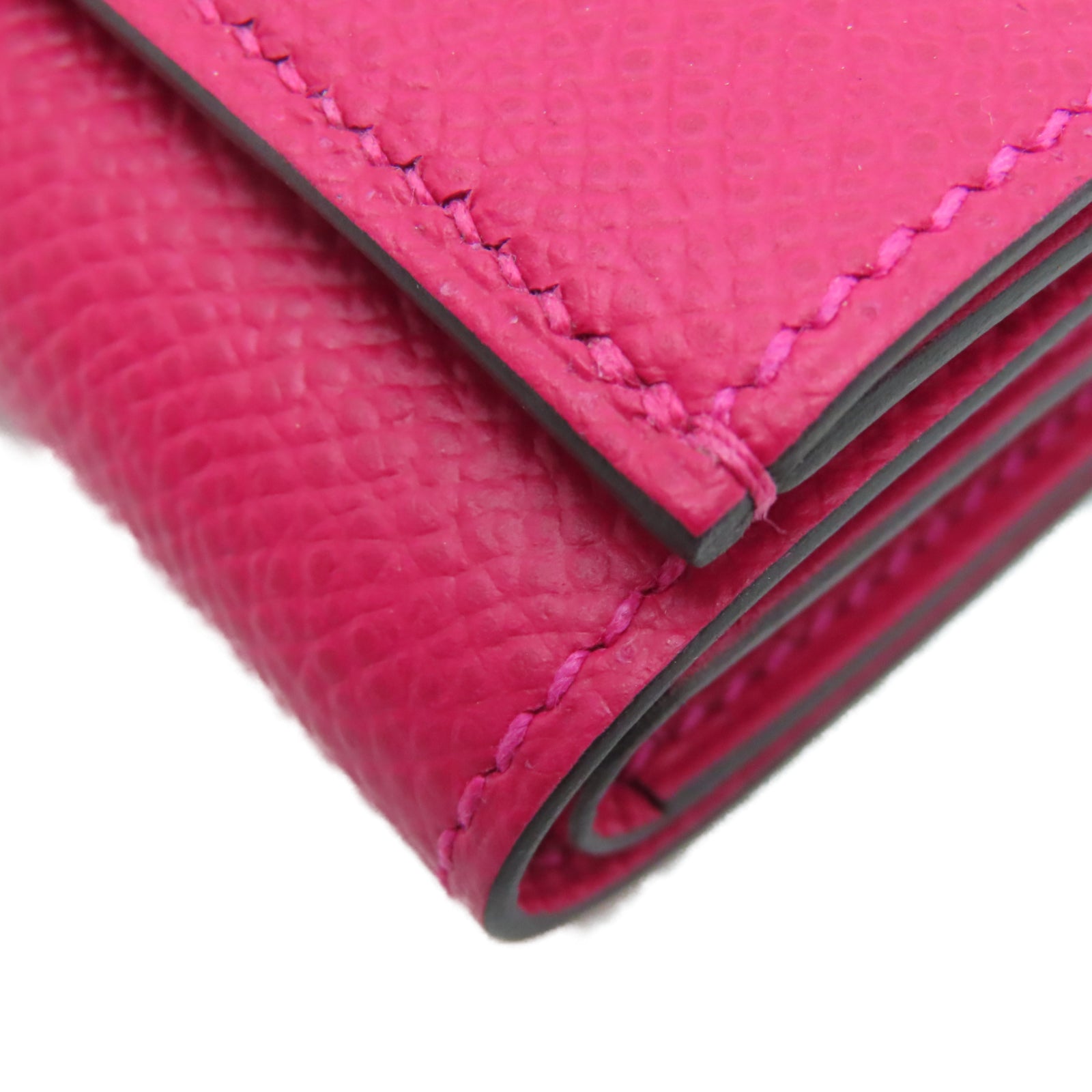 HERMES 【激減優惠】Epsom皮革Portefeuille Bearn Wallet Touch銀扣錢包紅色