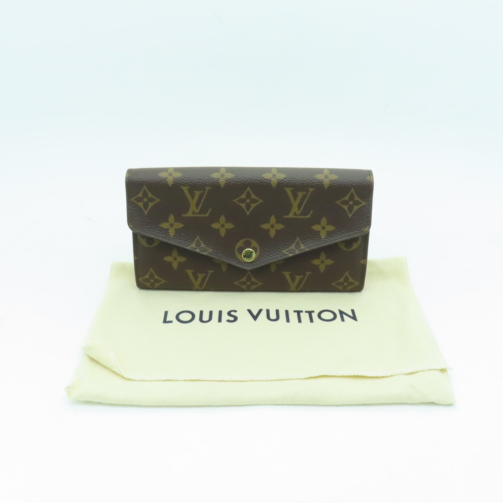 LOUIS VUITTON Monogram Sarah Gold Buckle Long Wallet Brown