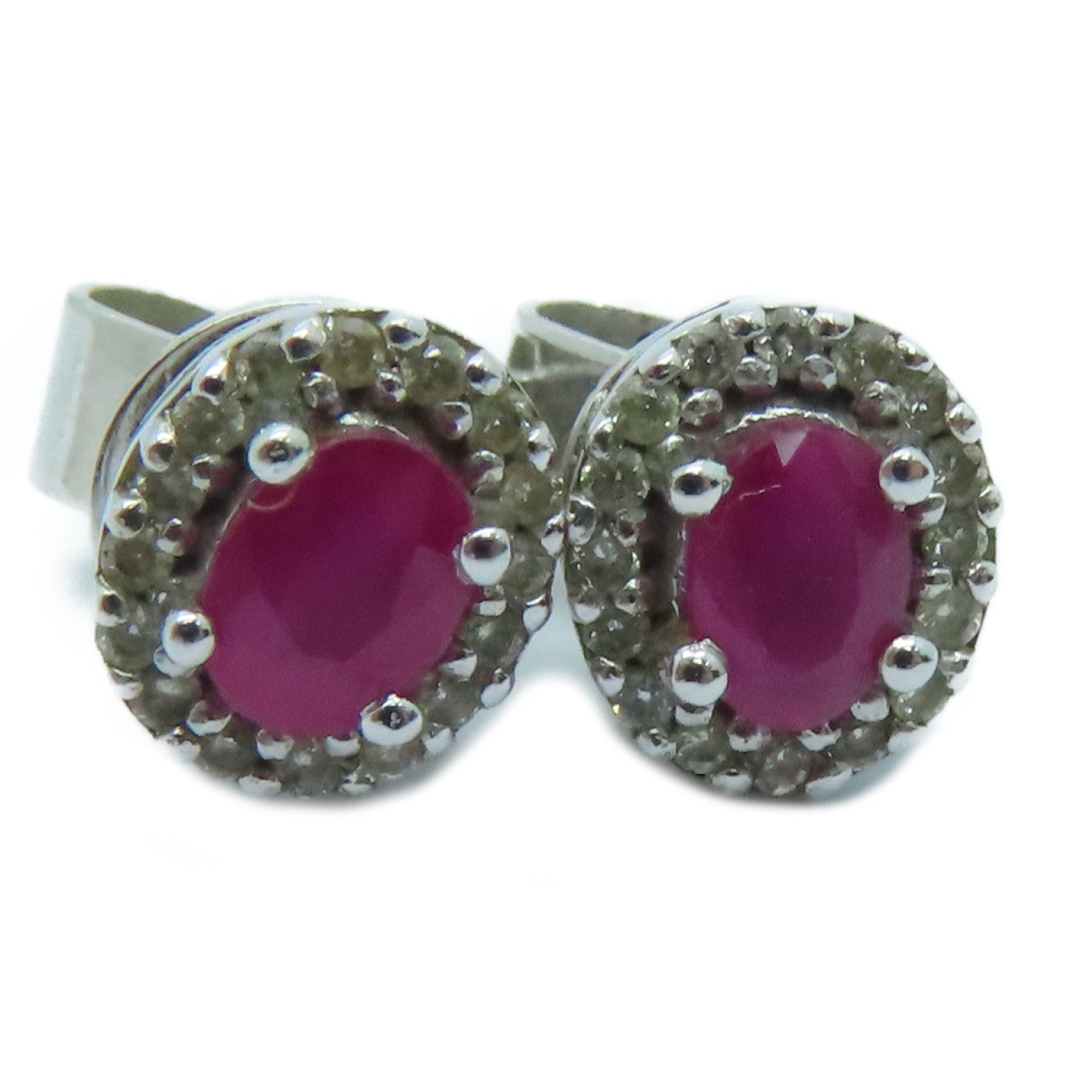 JEWELRY 白金Ruby Earrings钻石红宝石耳环