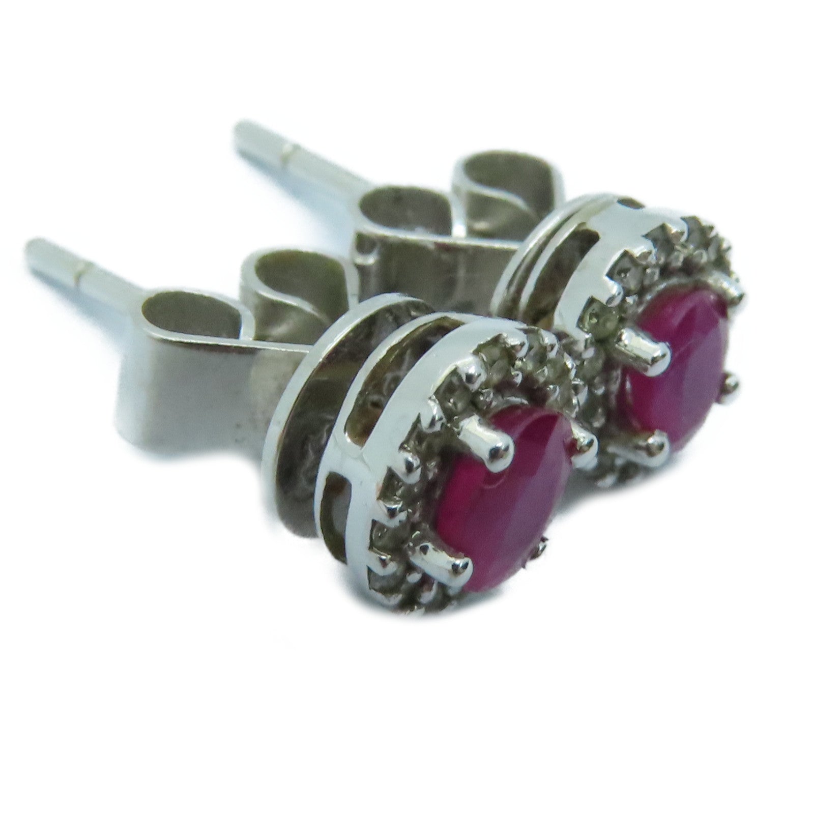 JEWELRY 白金Ruby Earrings钻石红宝石耳环