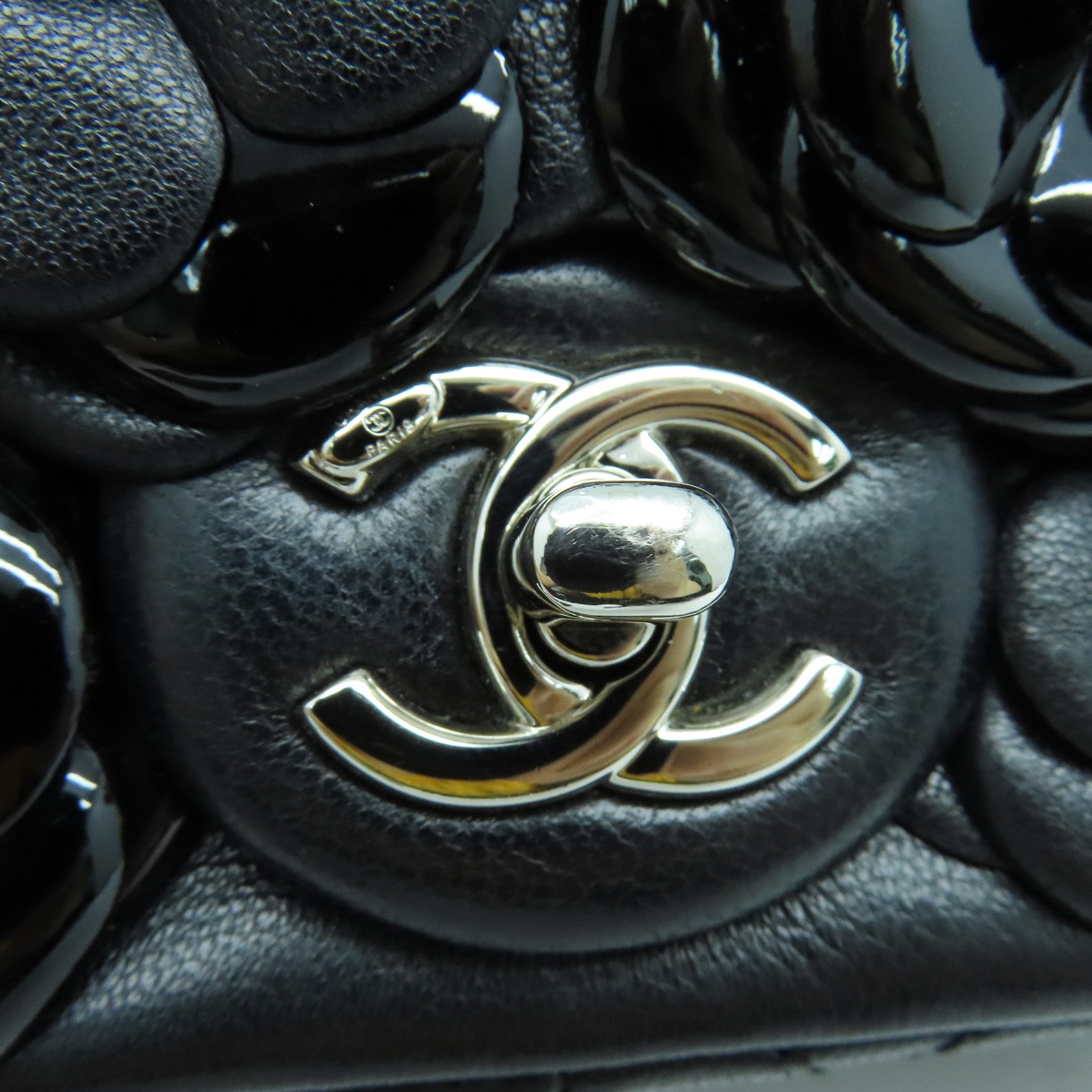 CHANEL 牛皮皮革Chain Shoulder銀扣鏈帶肩背袋黑色