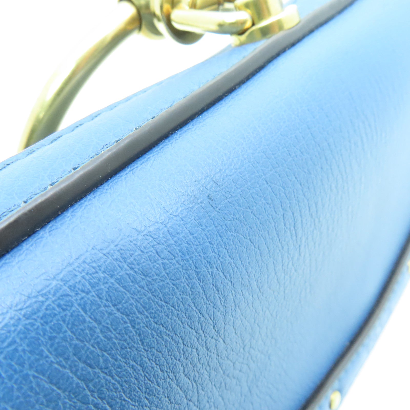 Chloe cowhide leather Nile Minaudiere Bracelet gold buckle handle shoulder bag blue