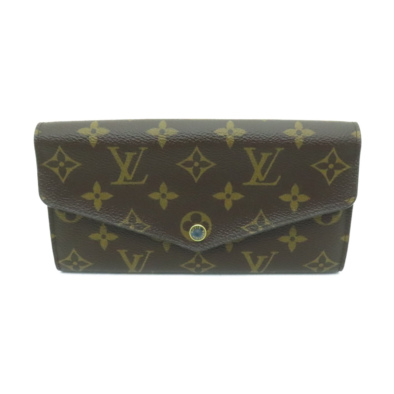 LOUIS VUITTON Monogram Sarah Gold Buckle Long Wallet Brown