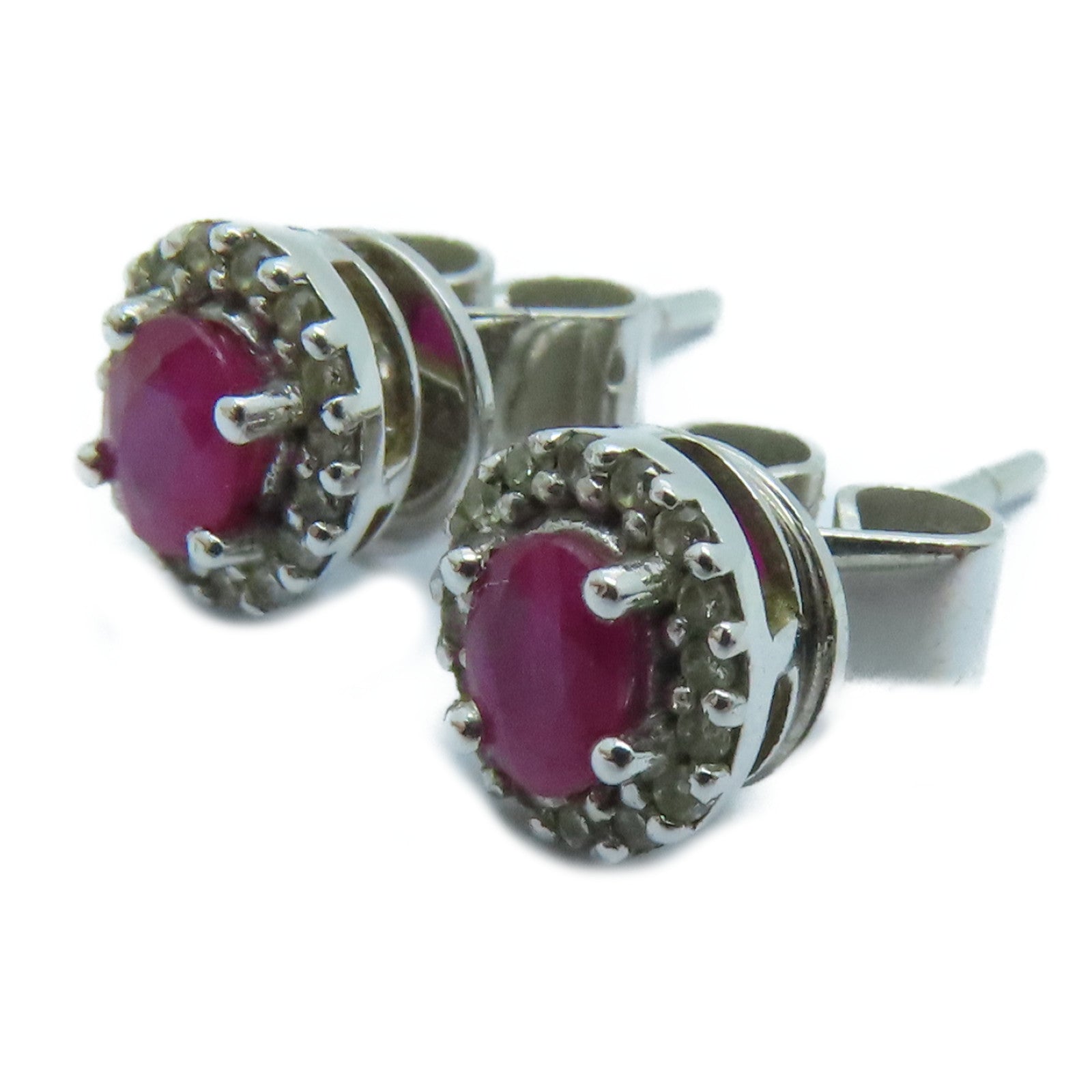 JEWELRY 白金Ruby Earrings钻石红宝石耳环