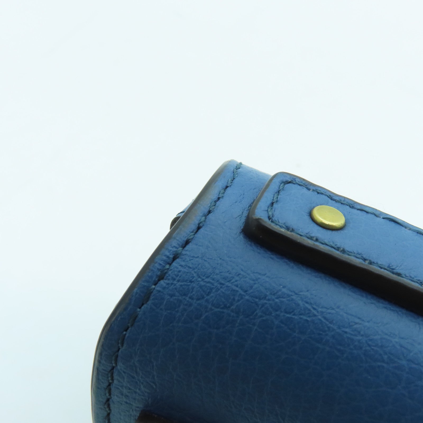 Chloe cowhide leather Nile Minaudiere Bracelet gold buckle handle shoulder bag blue