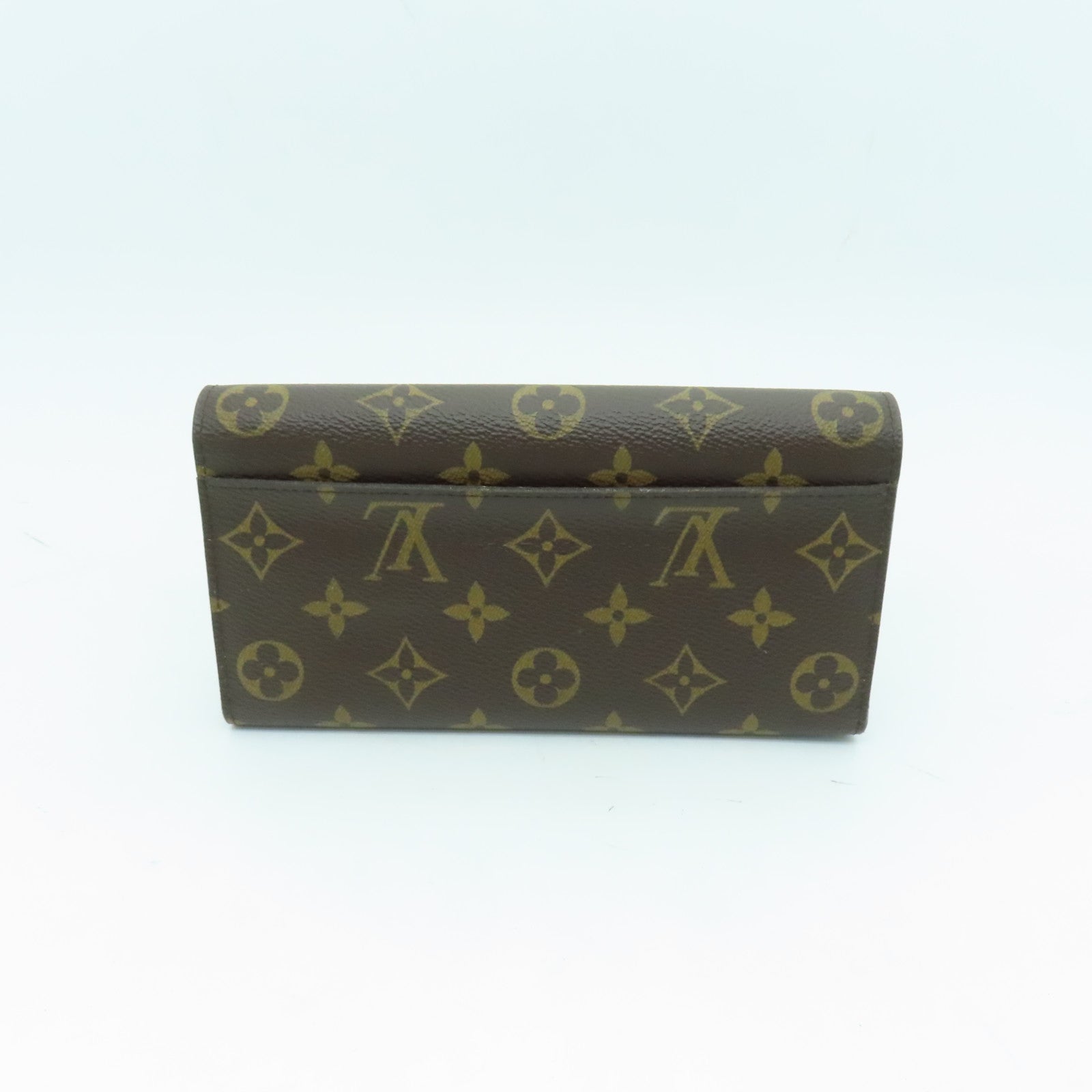 LOUIS VUITTON Monogram Sarah Gold Buckle Long Wallet Brown